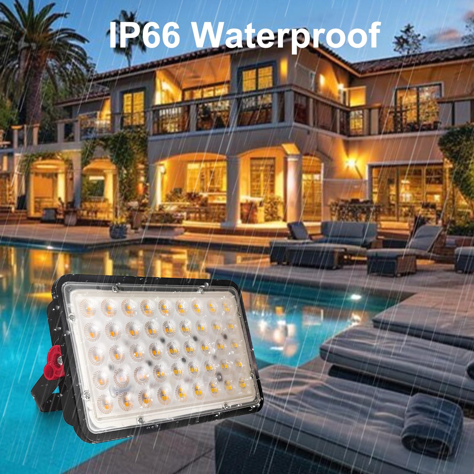 CREATESTAR Faretto Led da Esterno 100W 10000LM, Faretti Led Esterni 3000K Bianco caldo, IP66 Impermeabile Faro per magazzino campo sportivo giardino garage cortile parcheggio