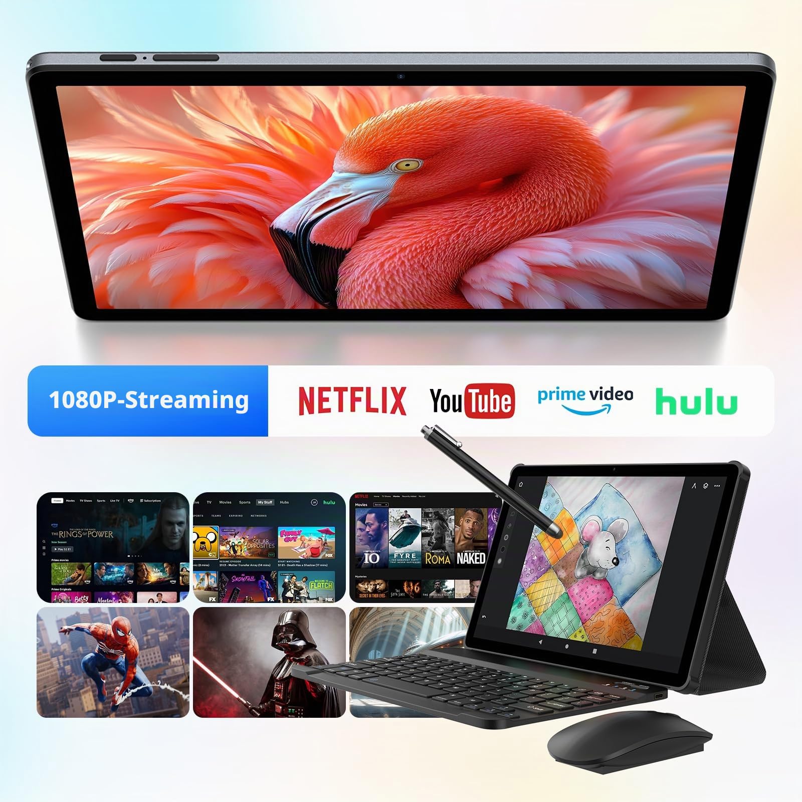 2K Tablet 11 Zoll, 36GB RAM+512GB ROM (2TB TF), Android 15, 4G SIM LTE+5G WiFi, Octa-Core, 2000 * 1200, 9580mAh, 13MP+8MP, WidevineL1, GPS, Bluetooth, Tablet mit Tastatur ect(Grau)