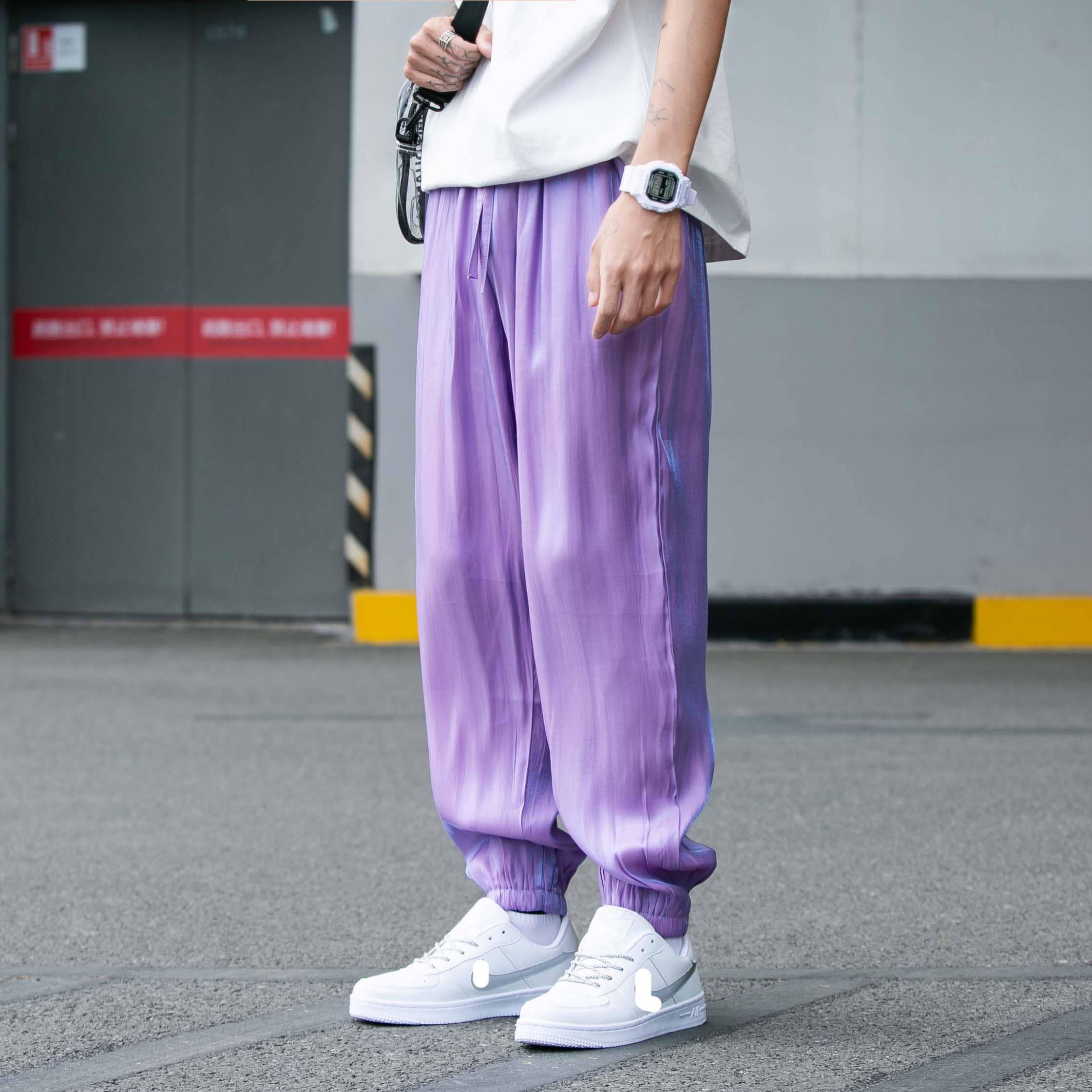 Proste luźne spodnie do biegania dla mężczyzn, styl casual, hip-hop, streetwear, elastyczny ściągacz