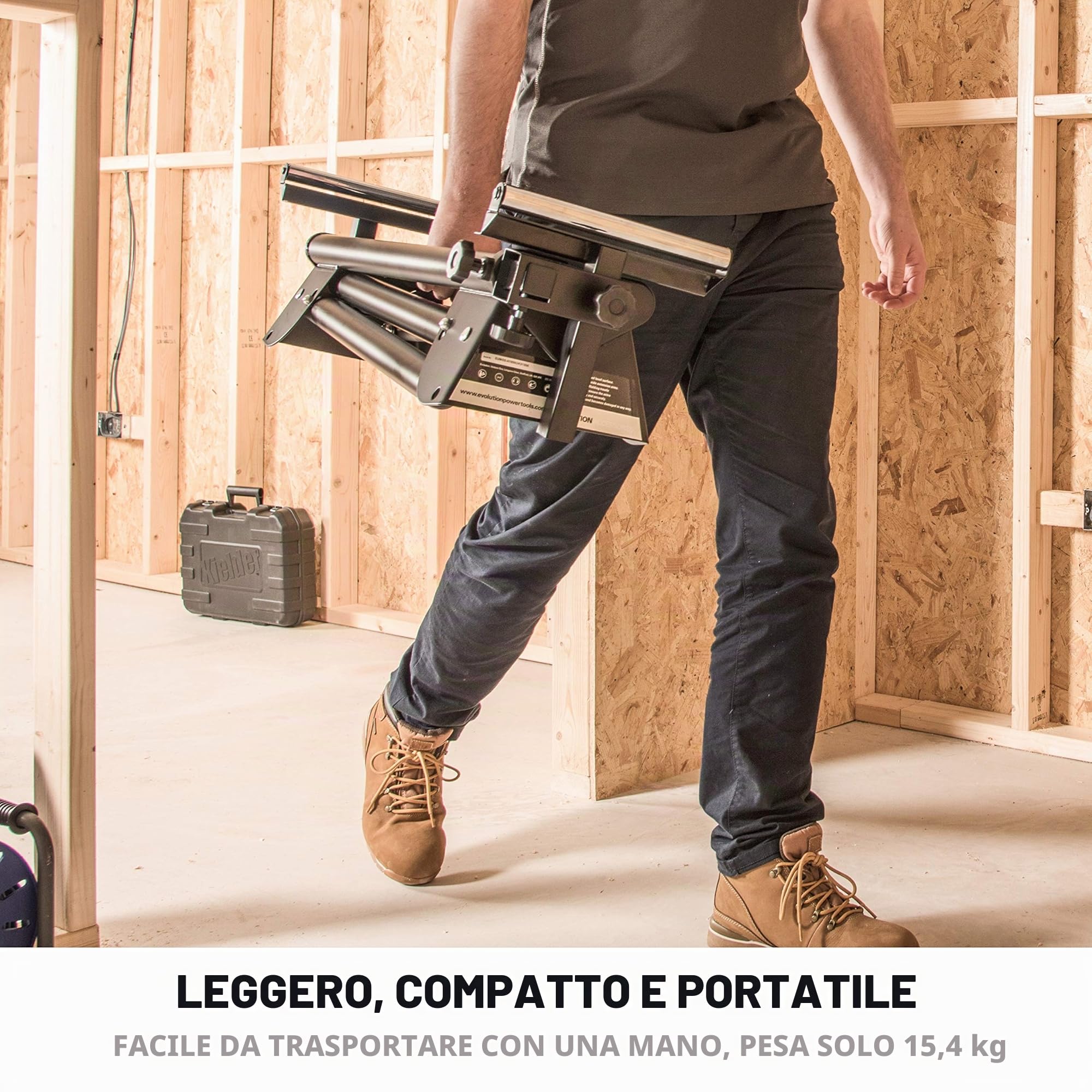 Evolution Power Tools - Supporto troncatrice con estensioni, Nero