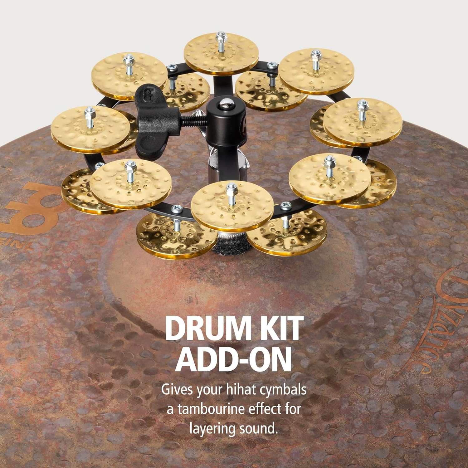 Hihat Tambourine Jingle Effect, Hammered Solid Brass — NOT MADE IN CHINA — Mountable on Any Pull Rod, 2-YEAR WARRANTY