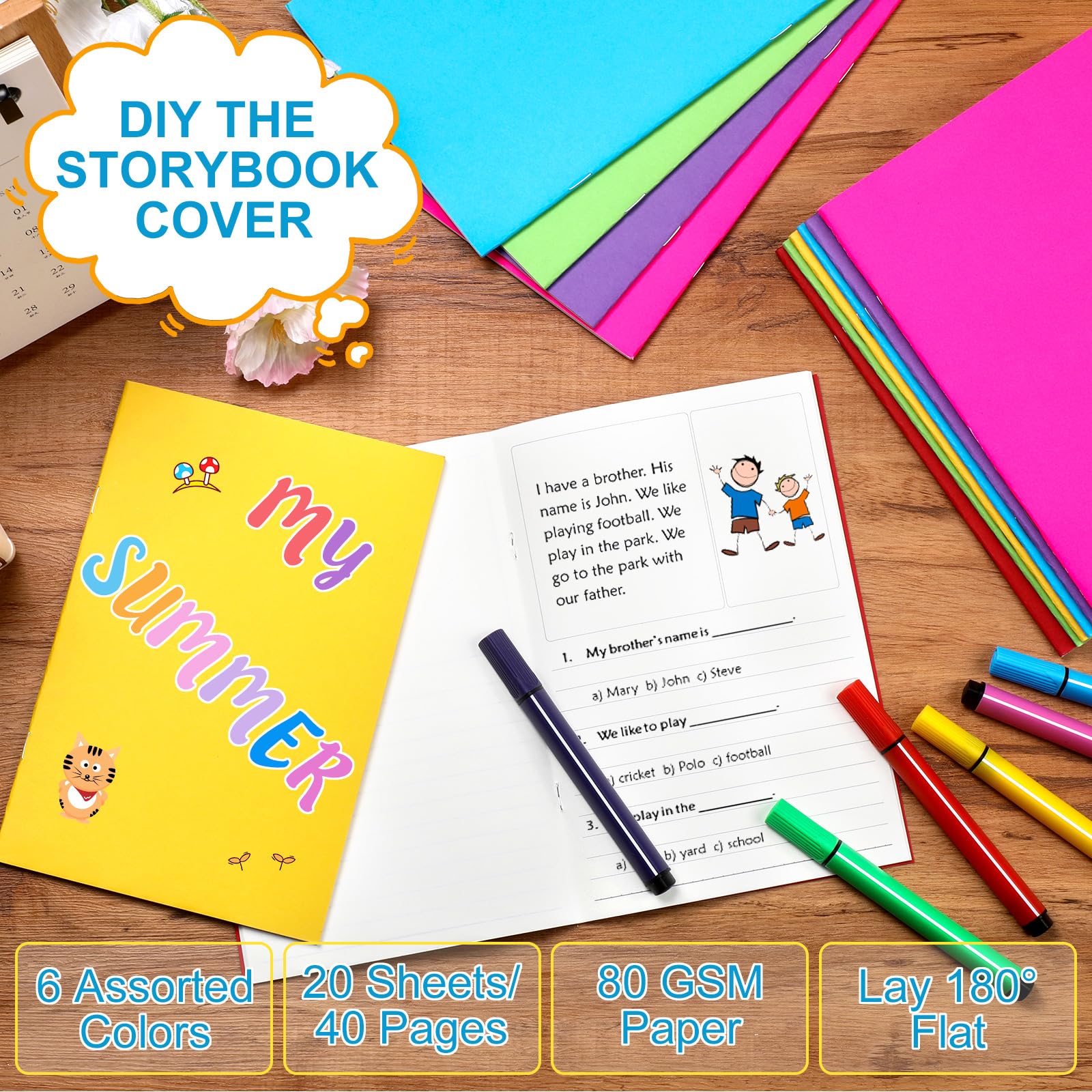 Confezione da 12 libri per scrivere storie per bambini, 14 x 21,1 cm, diari creativi per la scrittura a mano per la scuola elementare, per fumetti e forniture artigianali - Coinvolgi giovani scrittori