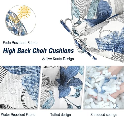 Miniatura 3 de Cojines para sillas mecedoras para exteriores, antideslizantes, con respaldo antideslizante, cojín para silla de respaldo alto para sillas de patio,