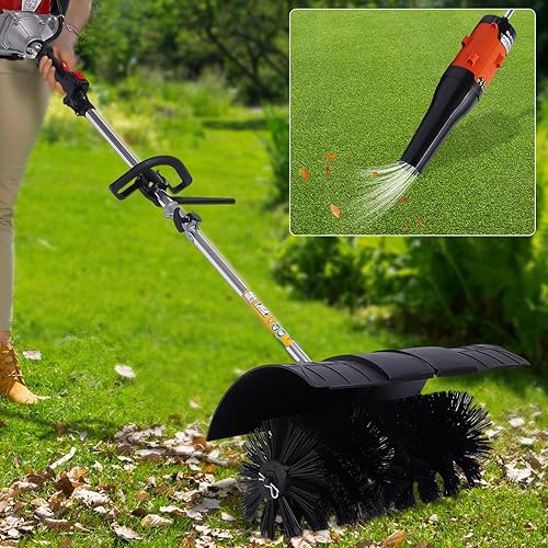 Miniatura 2 de CNCEST Barredora y soplador de mano a gas, motor de gasolina de 2 tiempos de 52 CC 2.3 HP con cepillo de barrido de nailon + soplador, soplador de