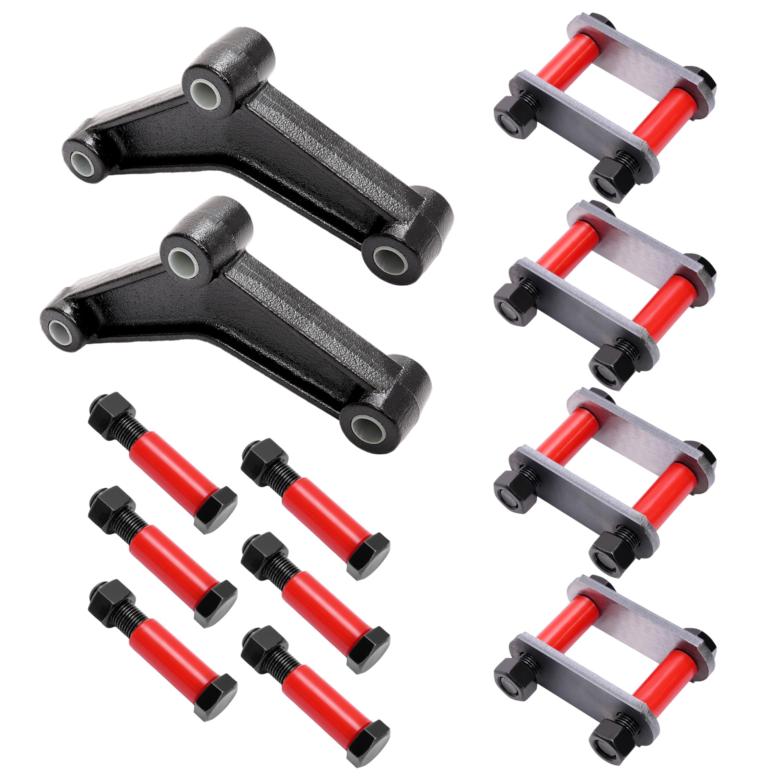 KUAFU Trailer Shackle Kit, Tandem Axle Truck/Trailer Spring Suspension Rebuild Kit Compatible with Double Eye Springs (3.5K -5.2K Axles) Equalizer & Shackle Strap Upgrade Kit