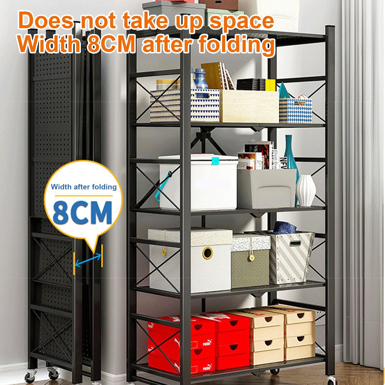 Scaffale da cucina autoportante con ripiani in metallo, per garage, dispensa, casa, cucina, scaffale autoportante per spezie e pentole (bianco, 4 ripiani, 70 cm)