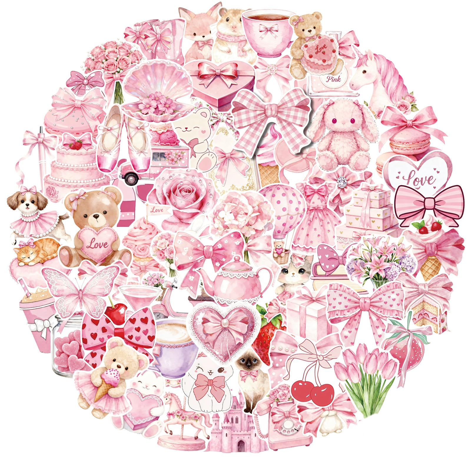 G2PLUS 200PCS Pink Aesthetic Stickers for Girls: Cute Waterproof Vinyl Girly Stickers for Journals, Scrapbooking, Water Bottles, Phone Cases, Laptops and DIY Decoration — image 1
