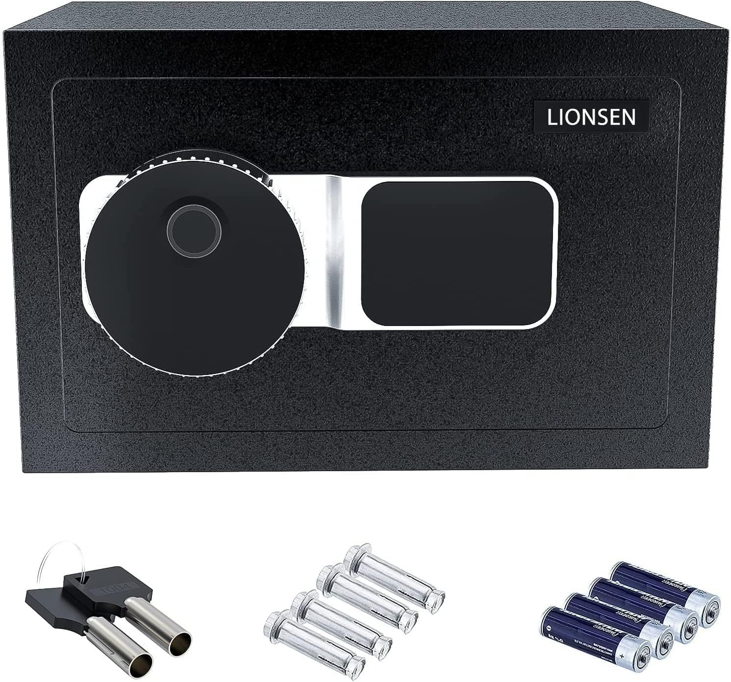 LIONSEN 0.7 Cubic Feet Safe Box with Biometric Fingerprint Touch Screen and Key Lock, Security Steel Home Safe, Secure Cash, Jewelry, ID Documents, Money - 13.8 x 9.8 x 9.8 Inches - - 