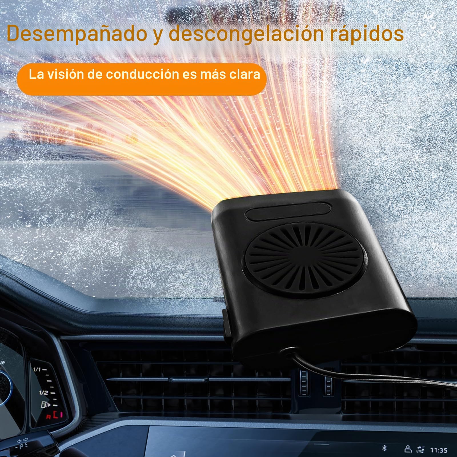 Calefactor de Coche 12V 200W, 2 en 1 Calefactor de Coche y Ventilador de Refrigeración con Rotación de 360 Grados, Descongelador y Desempañador de Parabrisas Calentamiento Rápido para Coche