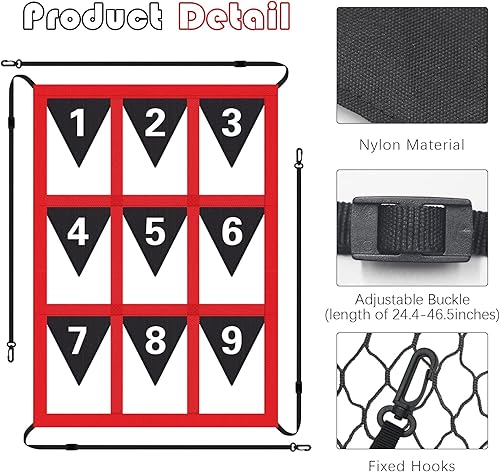 Miniatura 3 de Strike Zone Target para béisbol y softbol, red ajustable, lanzamiento, bateo, atrapamiento, práctica con zona de ataque numerada para entrenamiento