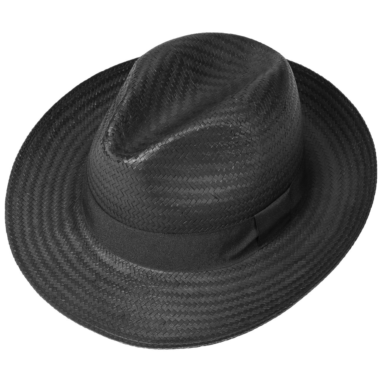 LIPODO Black Mountain Cappello Bogart in Paglia Fascia unicolore Made in Italy Uomo Primavera Estate