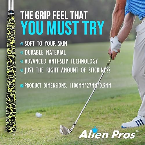 Miniatura 4 de ALIEN PROS Paquete de 6 cintas de envoltura de agarre de golf Lizard & Neon Tiger Mix - ReGrip en 1 minuto