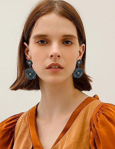 Miniatura 3 de Aretes largos de acrílico rojo con rosas para mujer, colgantes de neón mexicano, tropical, hawaiano, disfraz hawaiano, floral, joyería de moda,