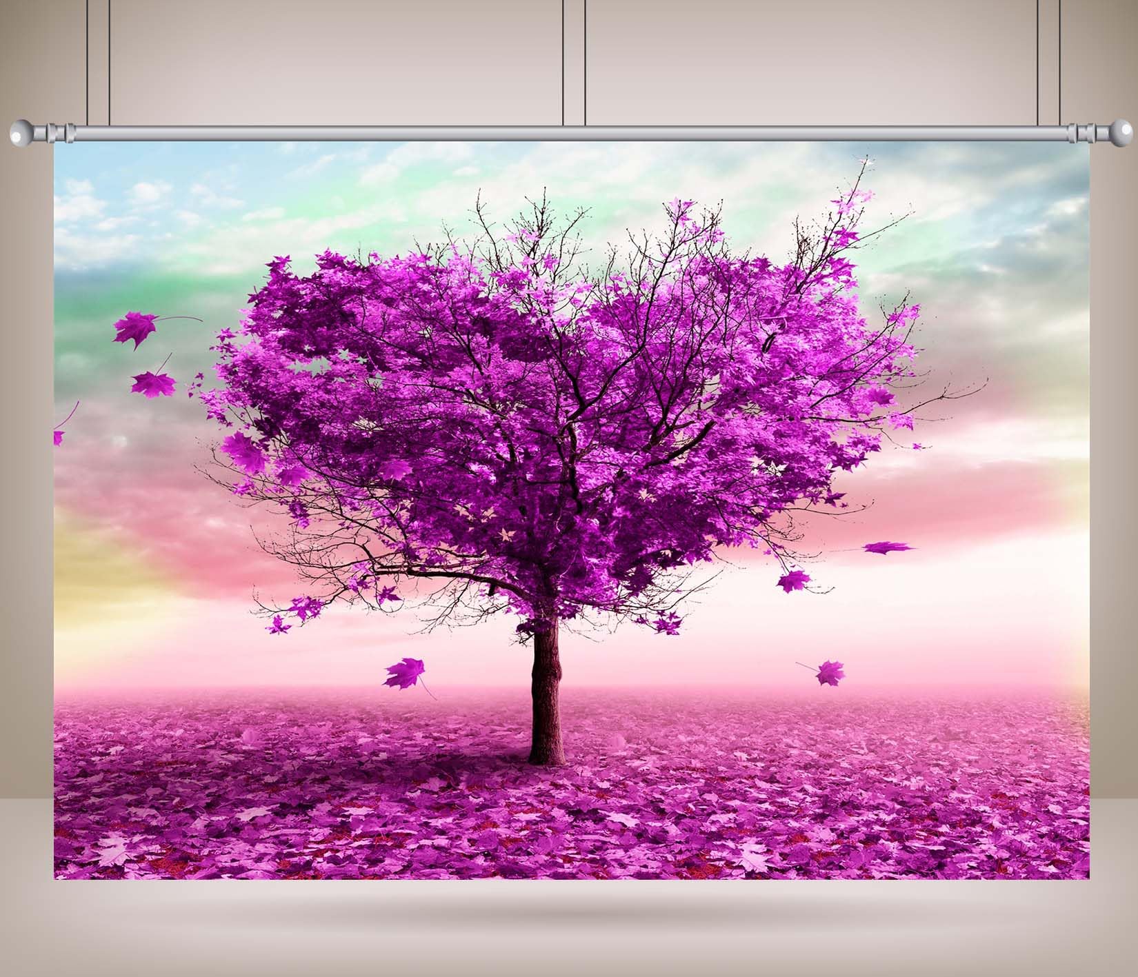 20x10FT (6x3m) Albero Rosa A Forma Di Cuore Sfondo Fotografico | Albero Rosa A Forma Di Cuore Tessuto Background,Fiori Viola Petali Cadenti,Decorazioni Festa E Foto,Photo Booth