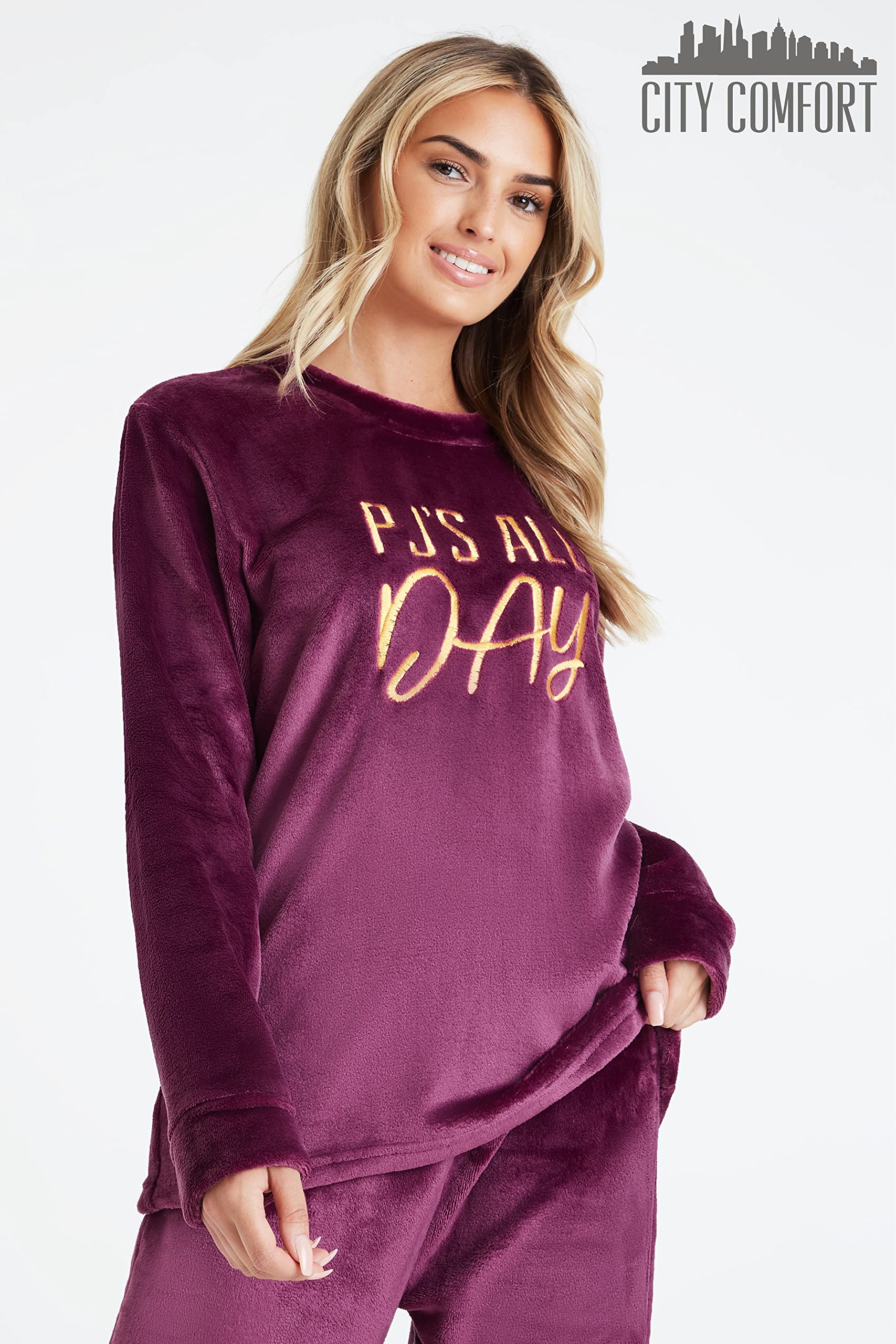CityComfort Pigiama Pile Donna, Set Manica Pigiama Donna Invernale per Adulti Adolescenti, Regali per Lei