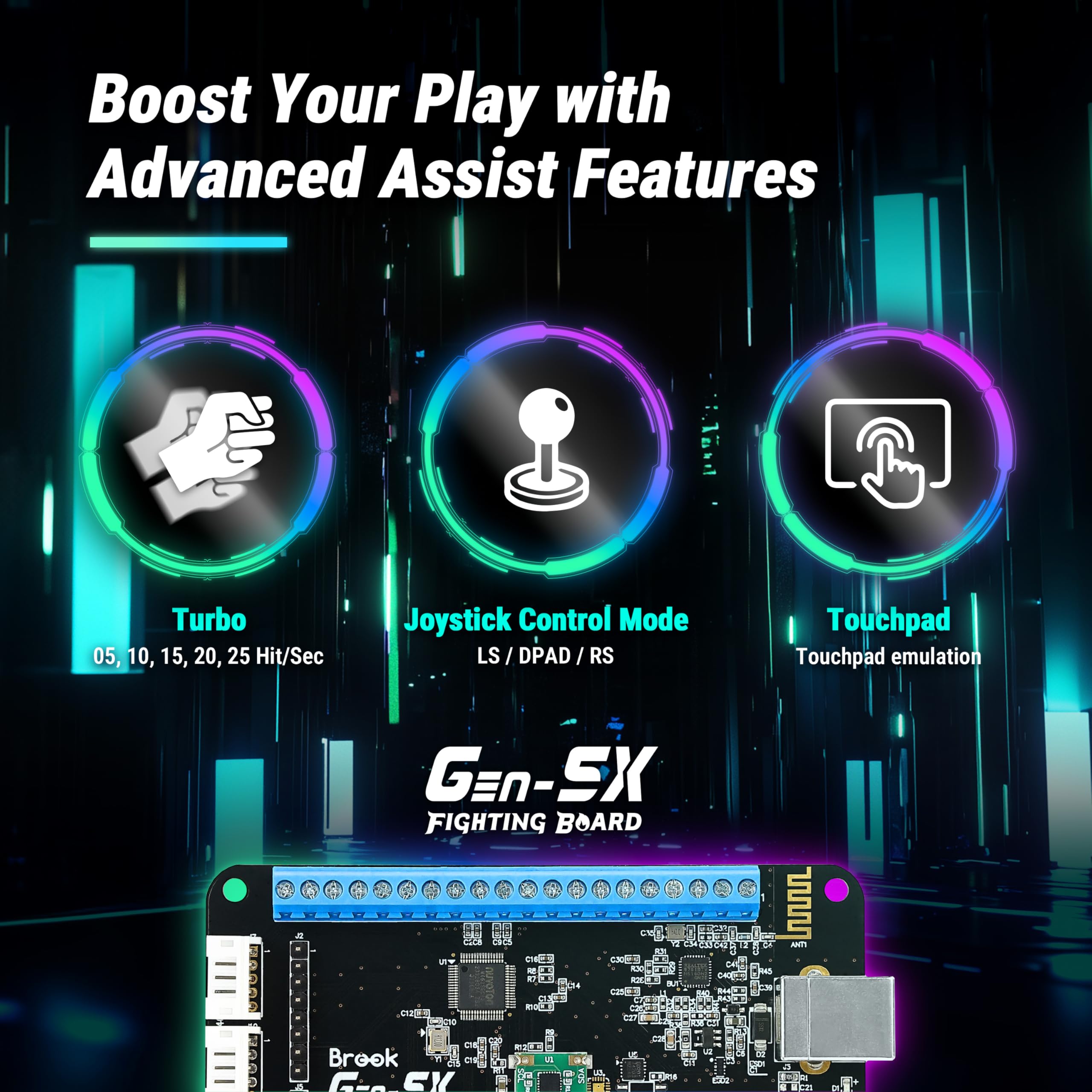 Brook Gaming Gen5X Fighting Board z naklejką – Ultimate Multi-Platform obsługuje PS5 XB Series XS NS i PC – błyskawiczny czas reakcji w grach walki [Wersja Ekskluzywna]