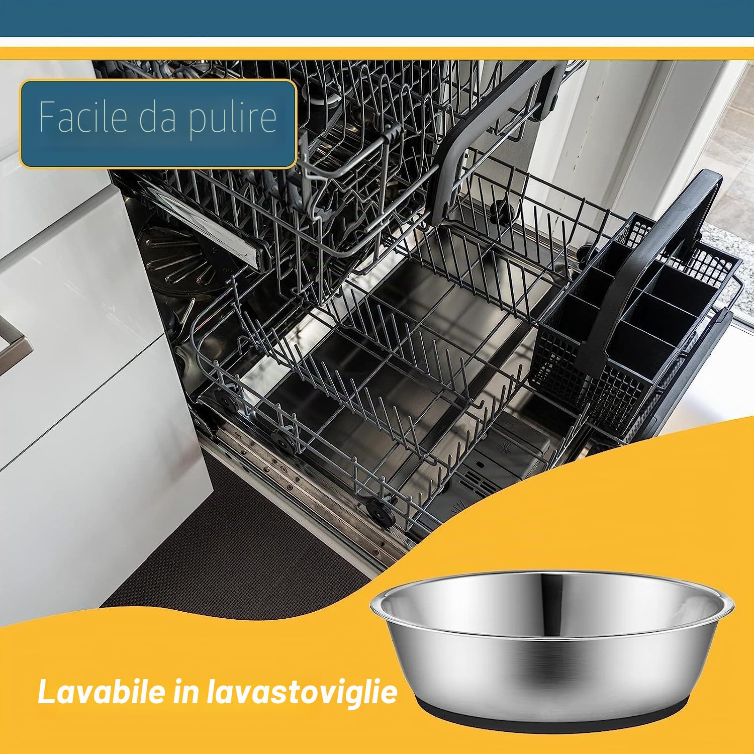 PEGGY11 Ciotole per Gatti in Acciaio Inossidabile, Fondo Antiscivolo, per Uso Alimentare, Senza BPA, Lavabili in Lavastoviglie, 430ML, 2 Pezzi