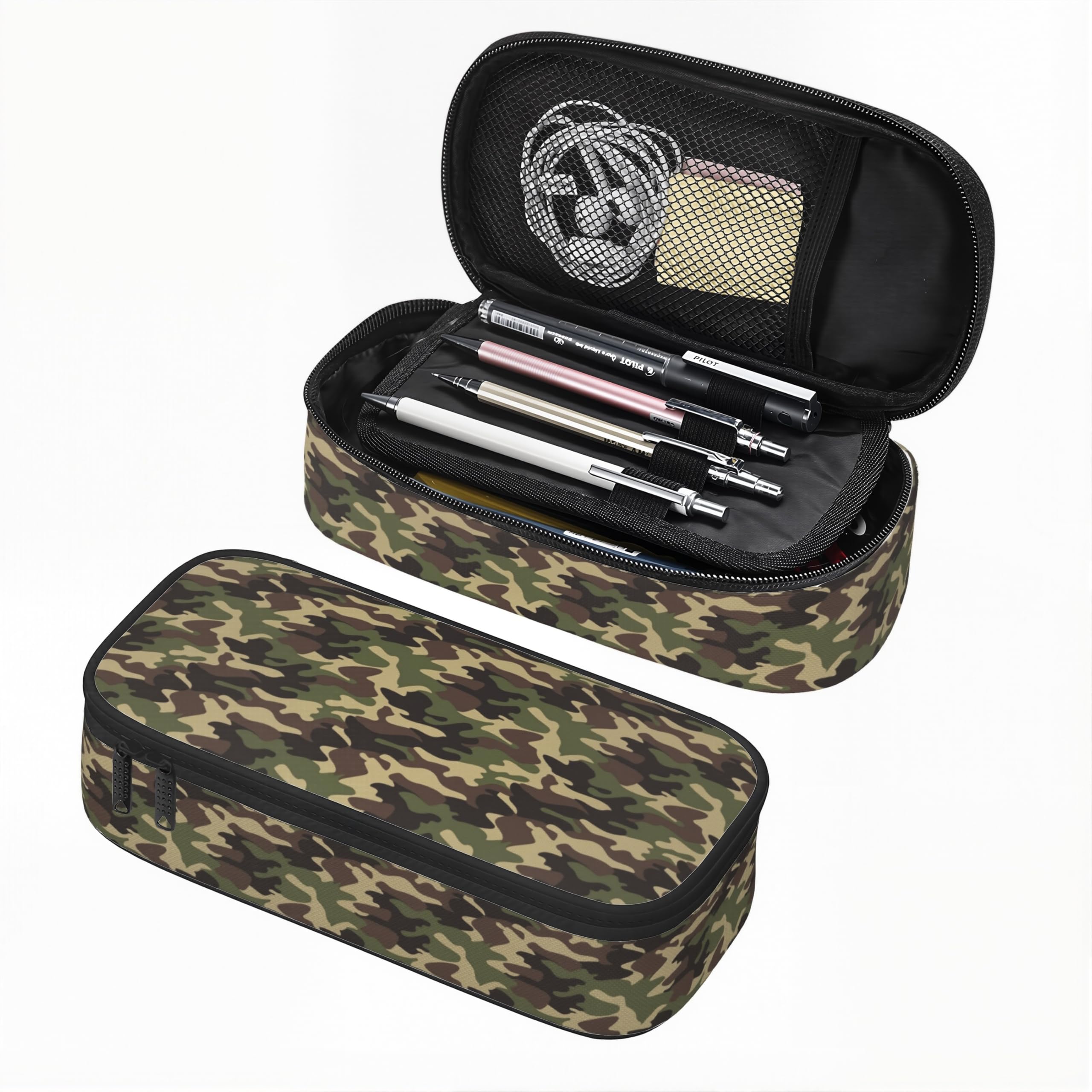 GOWRACOG Camouflage Camo Pencil Case for Student Boy, Large Capacity Pen Bag with Zipper for School, Organizer For School Home Desk Office Cosmetic