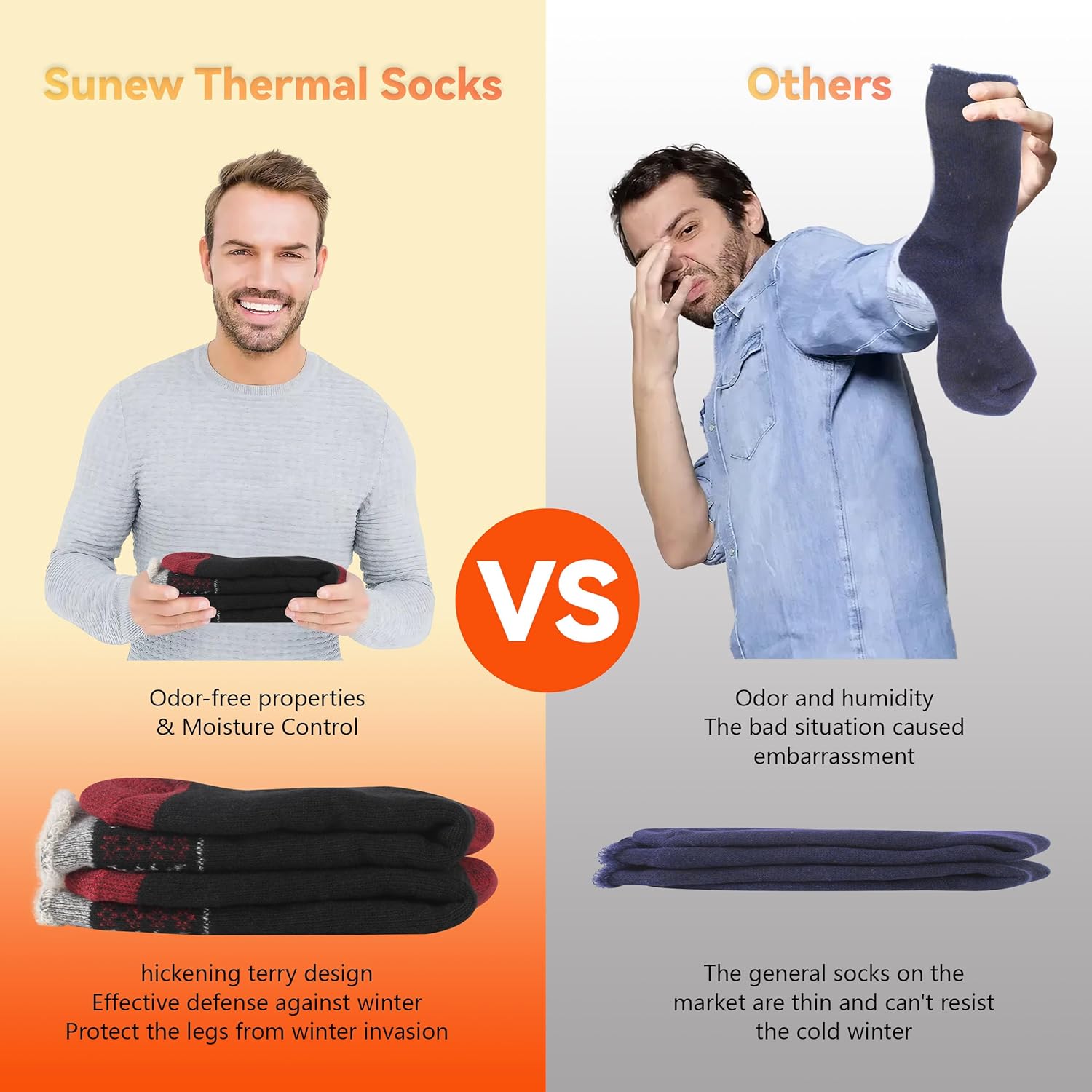 Sunew 4 Pairs Thermal Socks Skiing Snowboarding Hiking Mens Womens 7X Warmer Winter Crew Boot Socks - Image 5