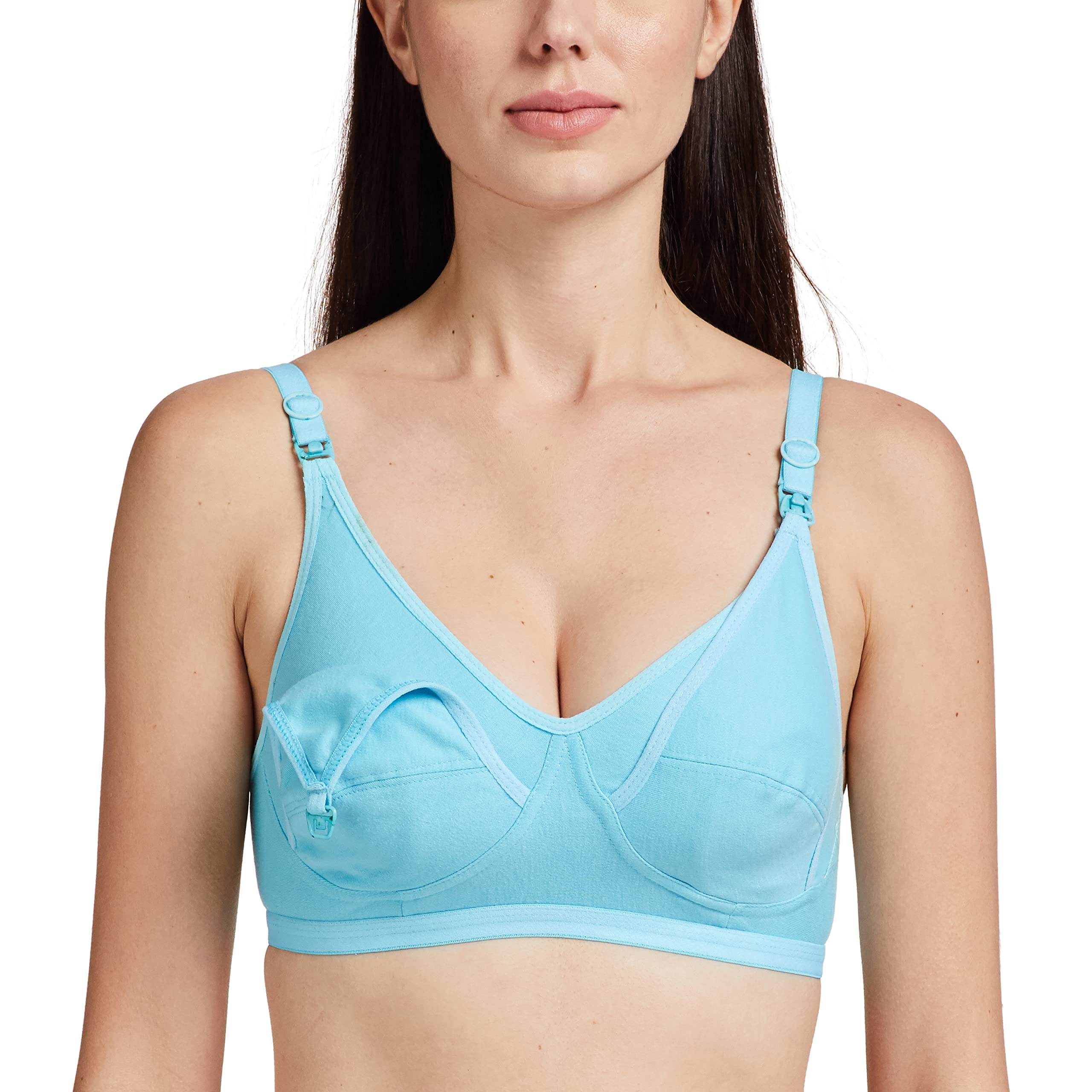 fabme Women's Cotton Non-Padded Wire Free Nursing Bra (BR-0014_Sea Green_34B_Sea Green_34)-picture-19