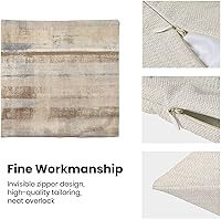 Vista 6 de Juego de 2 fundas de almohada bohemias de 18 x 18 pulgadas a rayas marrones y grises, fundas de almohada decorativas rústicas abstractas de lino