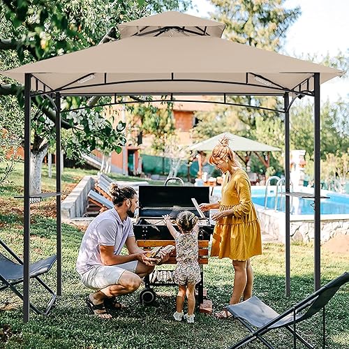 Miniatura 5 de Tanxianzhe Cubierta superior de repuesto para cenador de parrilla de 5 x 8 pulgadas, techo de barbacoa de doble nivel, solo apto para cenador modelo