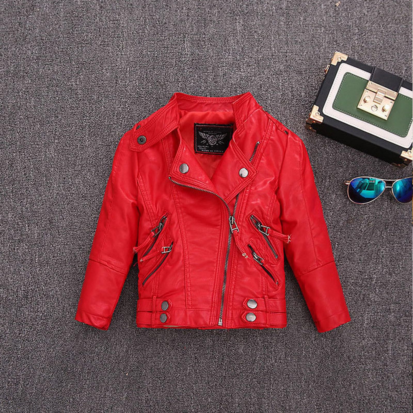 Bauchfreie Tops Kinder Pu Lederjacke Motorradmantel für Jungen Kunstlederjacke Baby Neugeborene