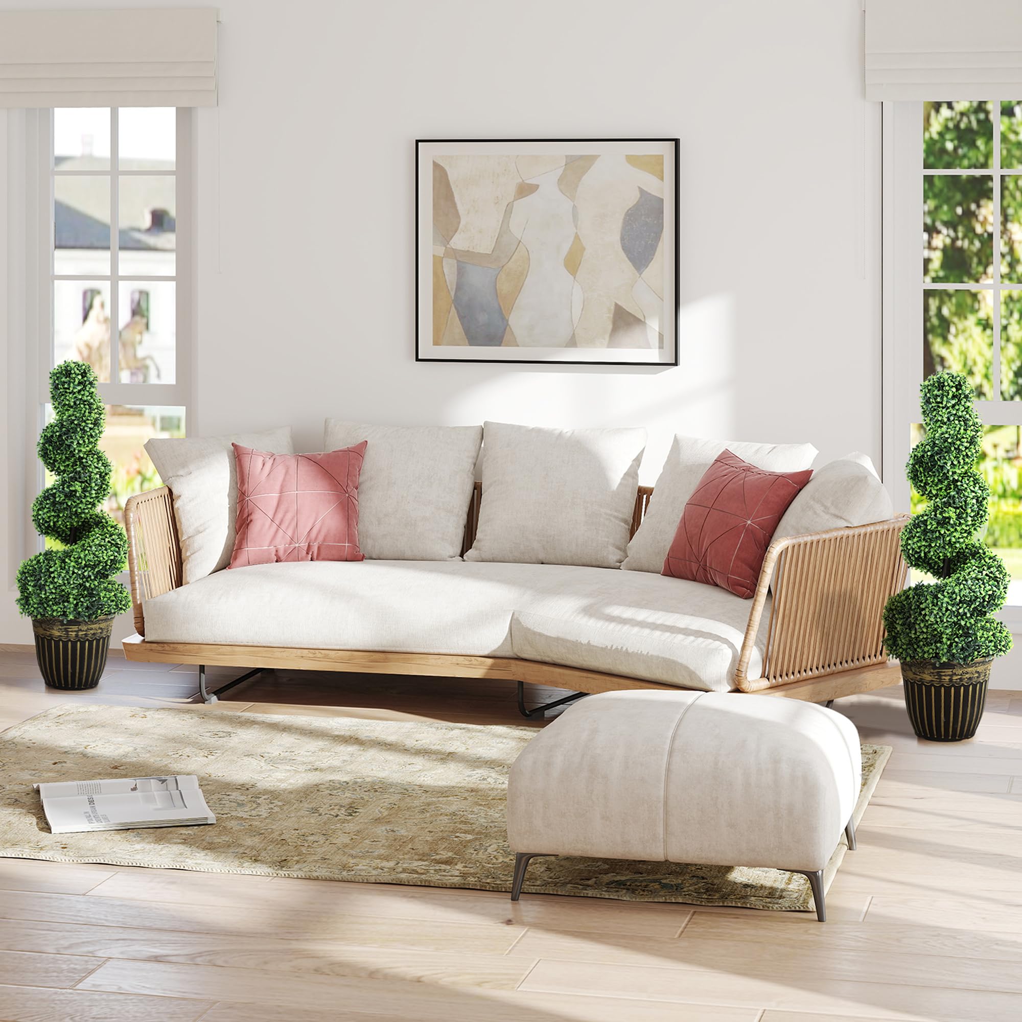 HOMCOM 2er Set Künstliche Buchsbaum 90cm Spirale Kunstpflanze im Topf | Künstliche Pflanzen, Kunstbaum, Fake Plant Wie Echt, Wohnzimmer Schlafzimmer Büro Garten, Moderne Dekoration, Geschenk