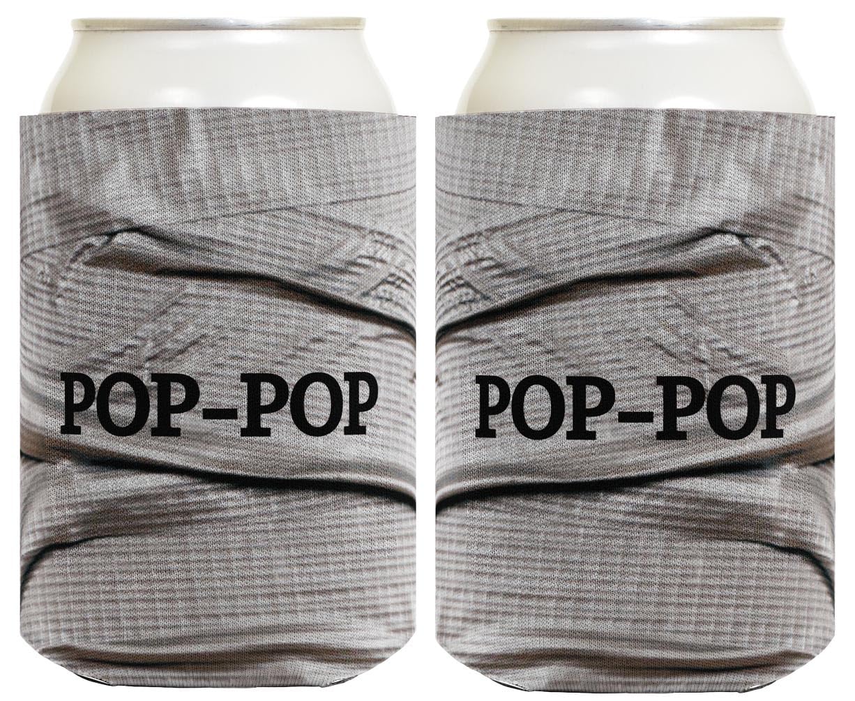 Father's Day Gift for Pop-Pop Funny Duct Tape Pattern 2 Pack Can Coolie Drink Coolers Coolies