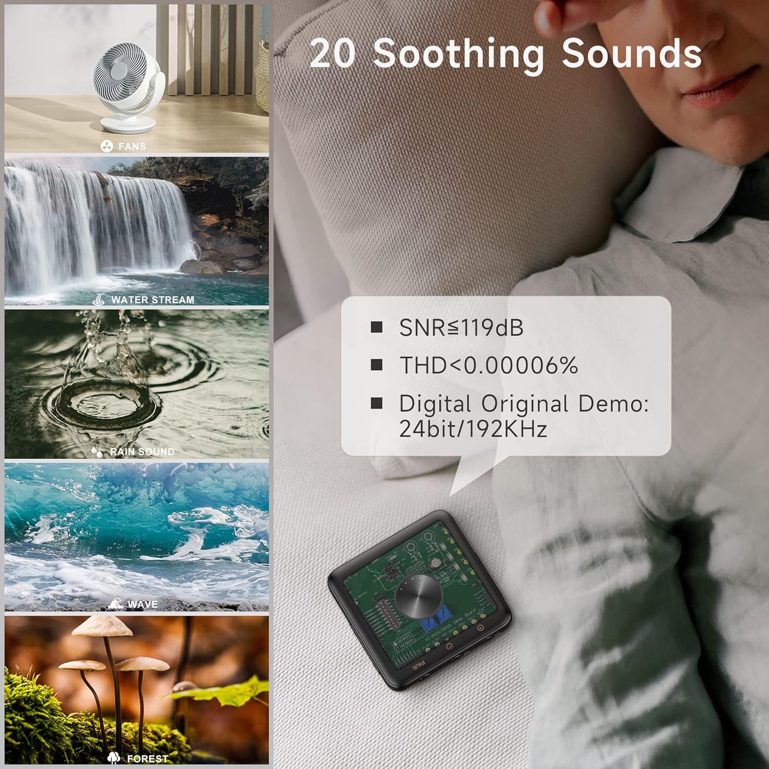 Kipcush E1 device showing buttons for pair, power, volume, and track selection