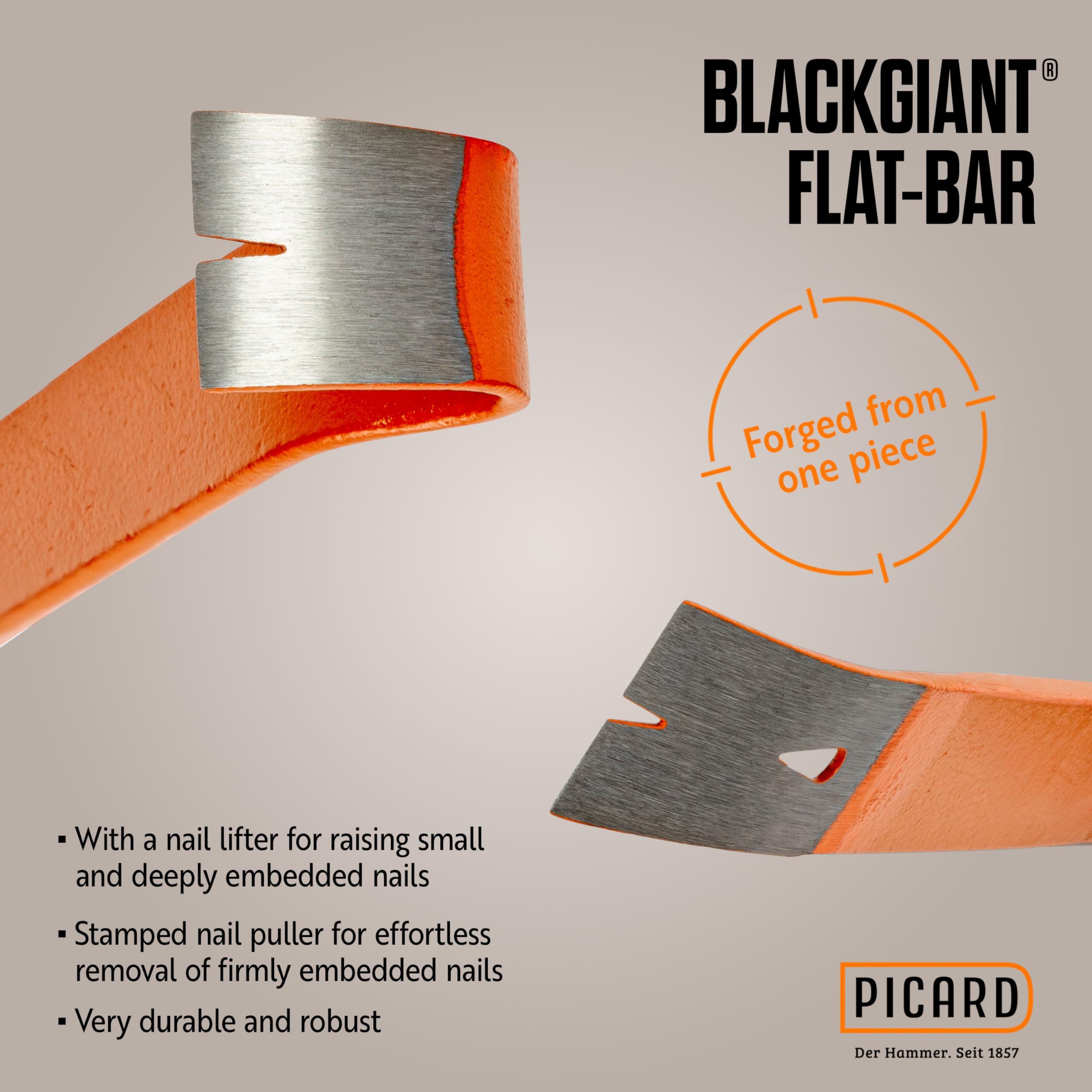PICARD Palanca para Clavos BlackGiant® Twin Set 46X/46Y | Pata de Cabra Profesional | Palanca Forjada de Una Sola Pieza | Dos Tamaños para Uso Versátil | Alta Estabilidad Bajo Cargas Elevadas