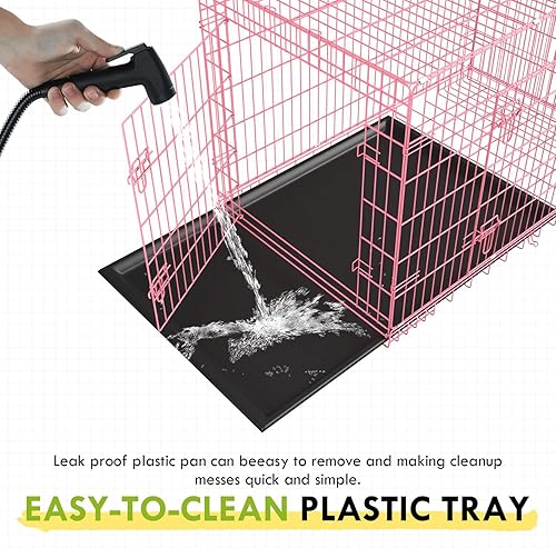 Miniatura 5 de PayLessHere Jaula grande para perros medianos y grandes, jaula de metal para perros de doble puerta, plegable, para interiores y exteriores, con