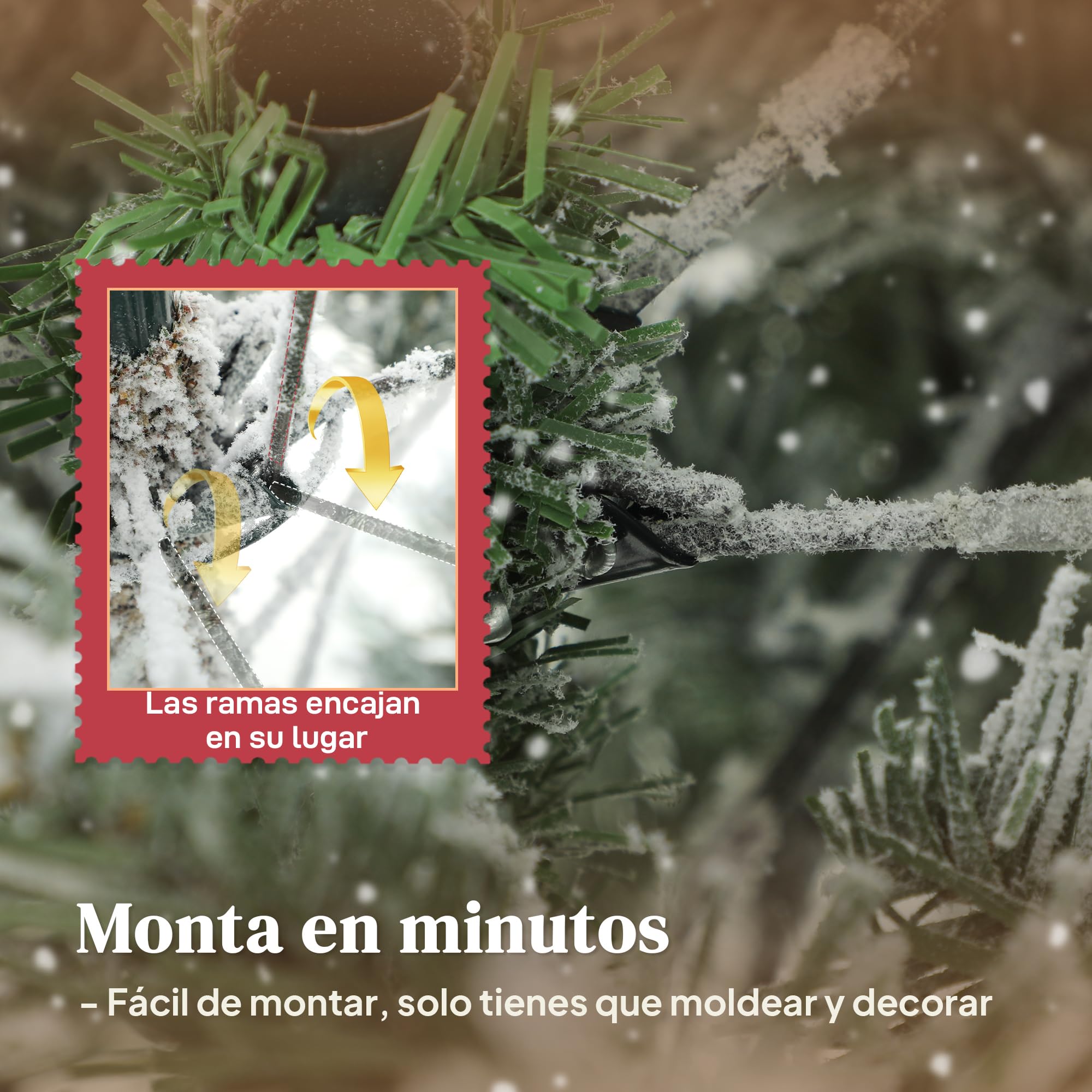 HOMCOM Árbol de Navidad Artificial Ø110x180 cm, Árbol de Navidad Nevado, Abeto Artificial con 1207 Ramas Articuladas, Base Plegable, Fácil de Montar, Decoración para Hogar, Oficina, Fiestas