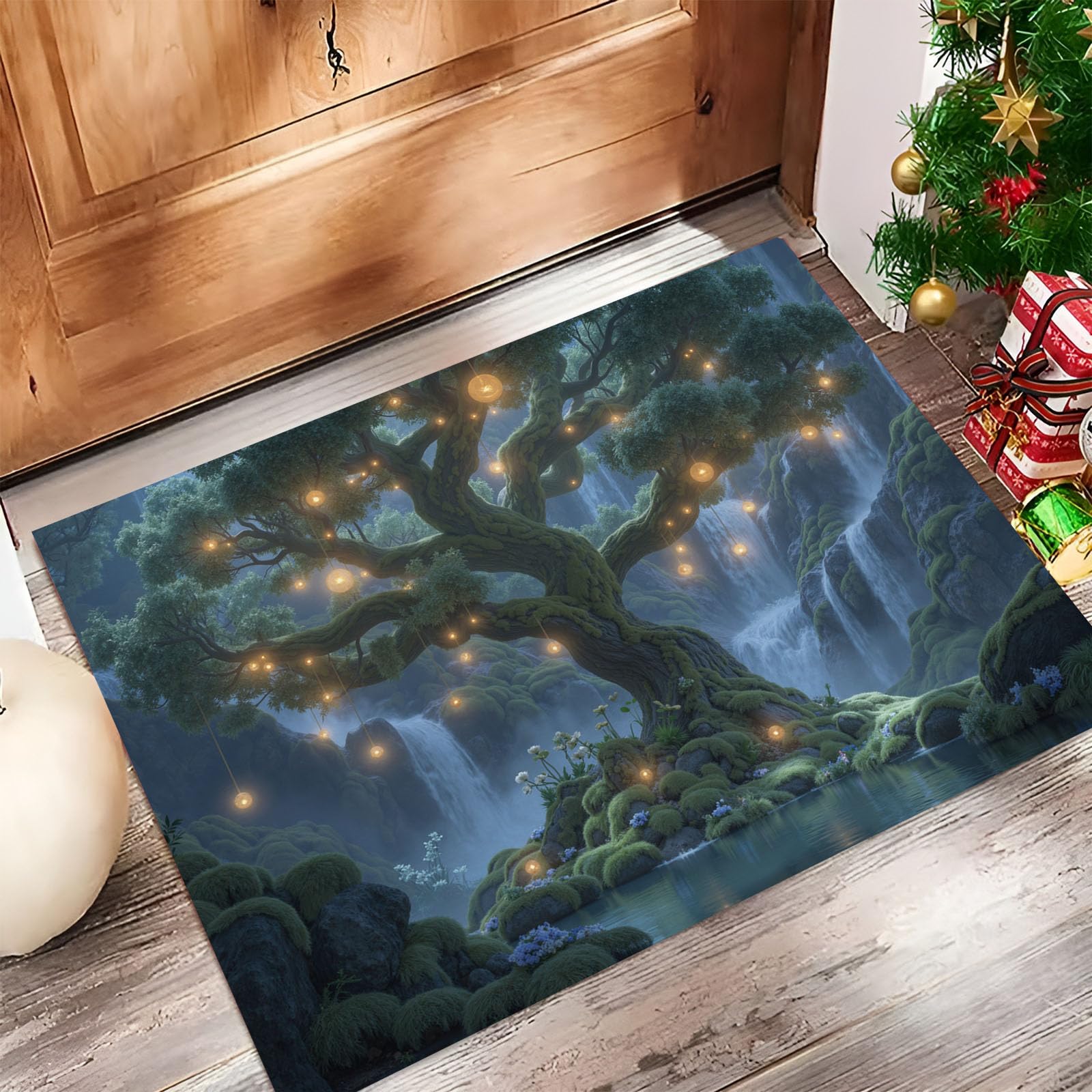 60 x 90 cm Zerbino Ingresso - Muschio Alberi Secolari Cascate Tappeto Morbido per Ingresso E Interno, Tpr Fondo Antiscivolo, Facile Da Pulire Con Bordi Resistenti - Scenari Fantastici Tappeto Genitori