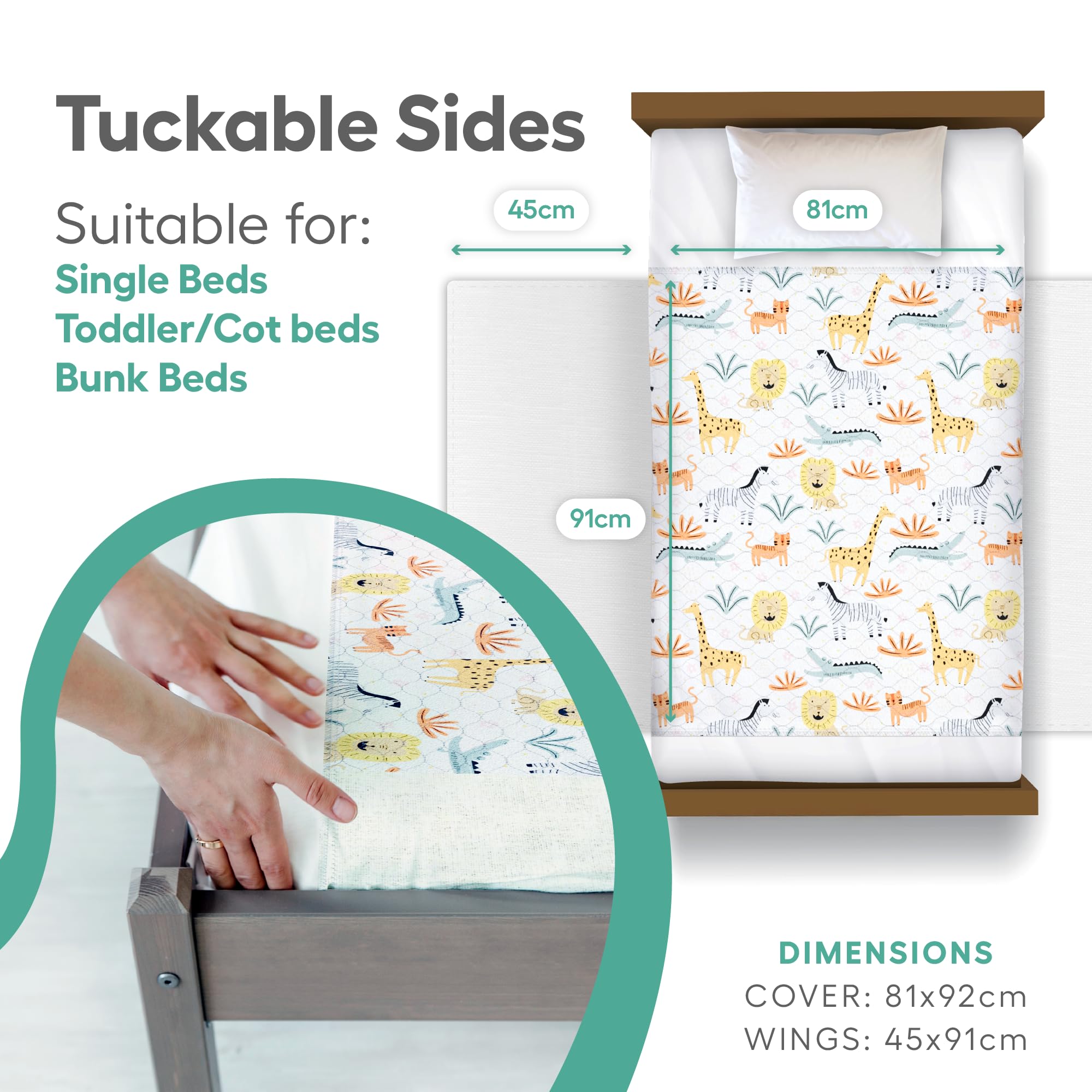 Manowie Potty Training Bed Pads, Safari Animals, Single - Image 2