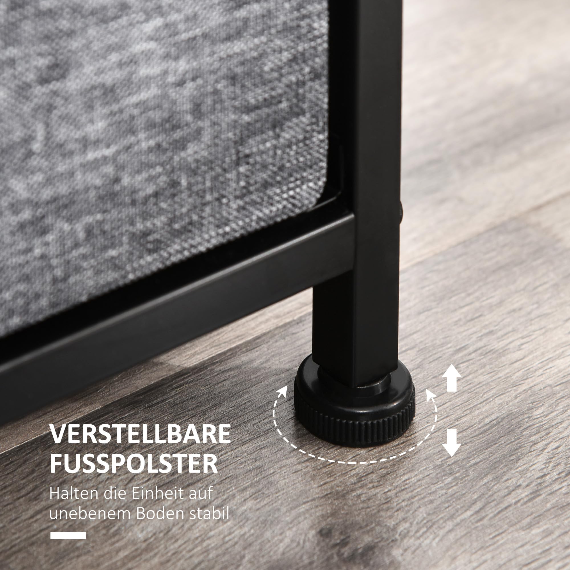 HOMCOM Komoda z 8 szufladami z materiału, szafka do przechowywania, szafka na komodę z uchwytami, metalowy stelaż, nowoczesny design, szafka do sypialni, salonu, ciemnoszara