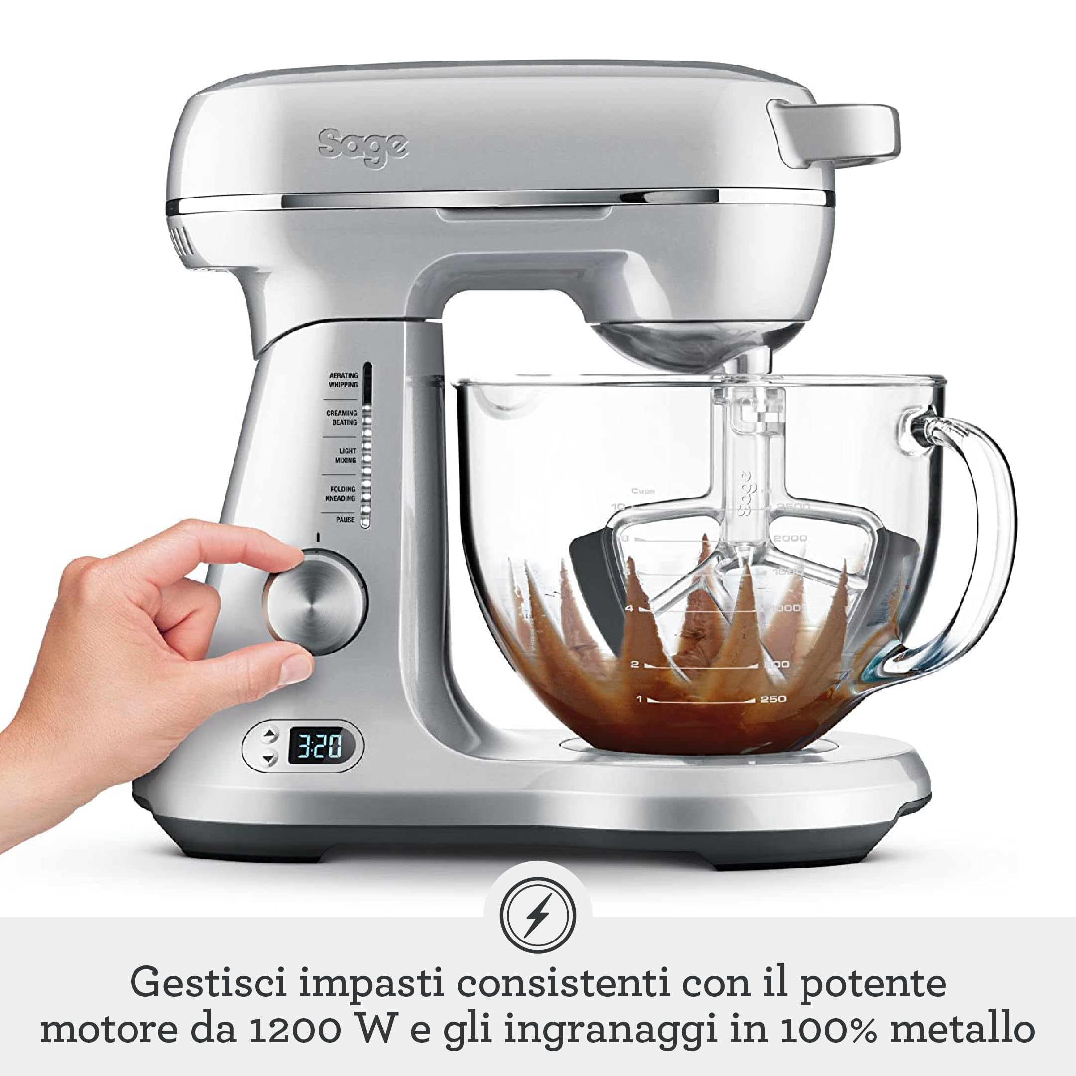 Sage - The Bakery Boss - Impastatrice per Pasticceria - Alluminio Spazzolato