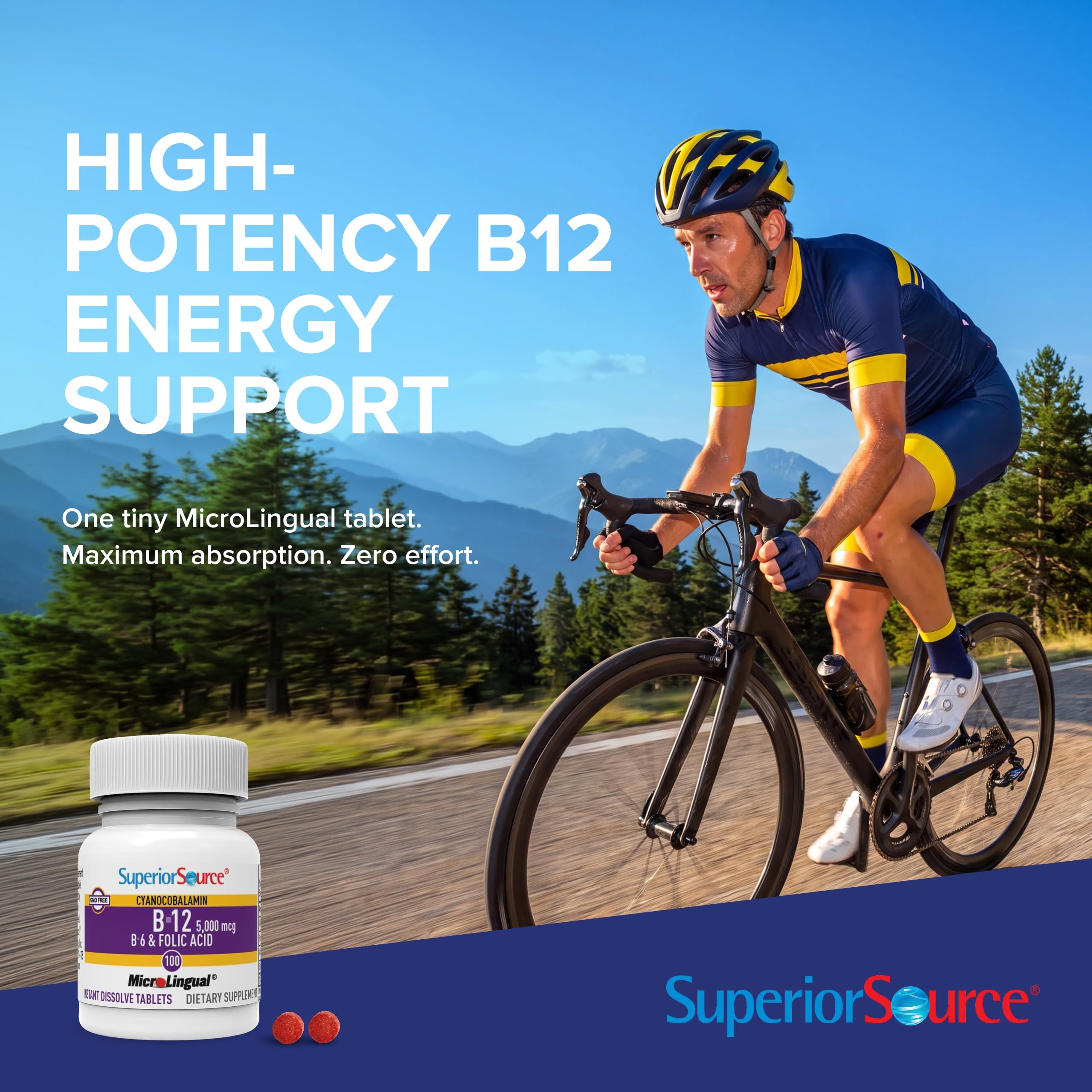 Superior Source No Shot B-12 5,000 mcg, B-6, Folic Acid 800 mcg, 100 Ct — Amazon image 2