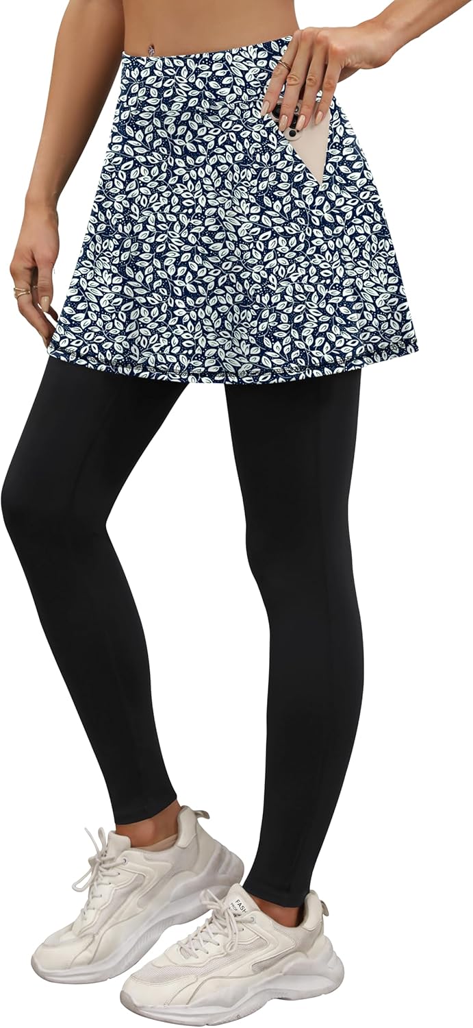 LouKeith Skirted Leggings for Women Athletic Skirt with Leggings Tennis Skirt Yoga Running Golf Skirts with 4 Pockets