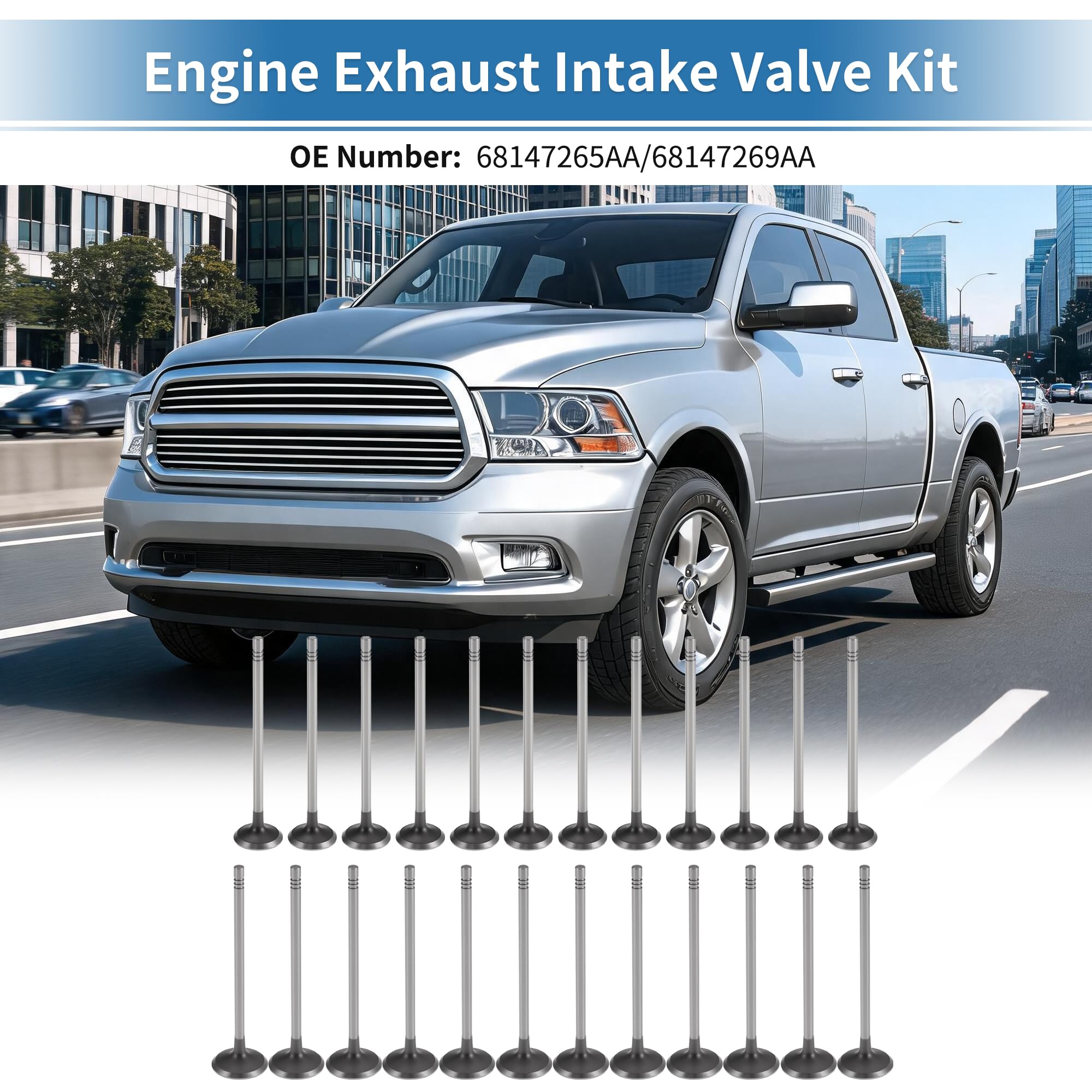 1 Set Kit Valvole Di Aspirazione E Scarico Motore 68147265AA Per Ram 1500 3.0L V6 2014-2018 Per Ram 1500 Classic 3.0L V6 2019