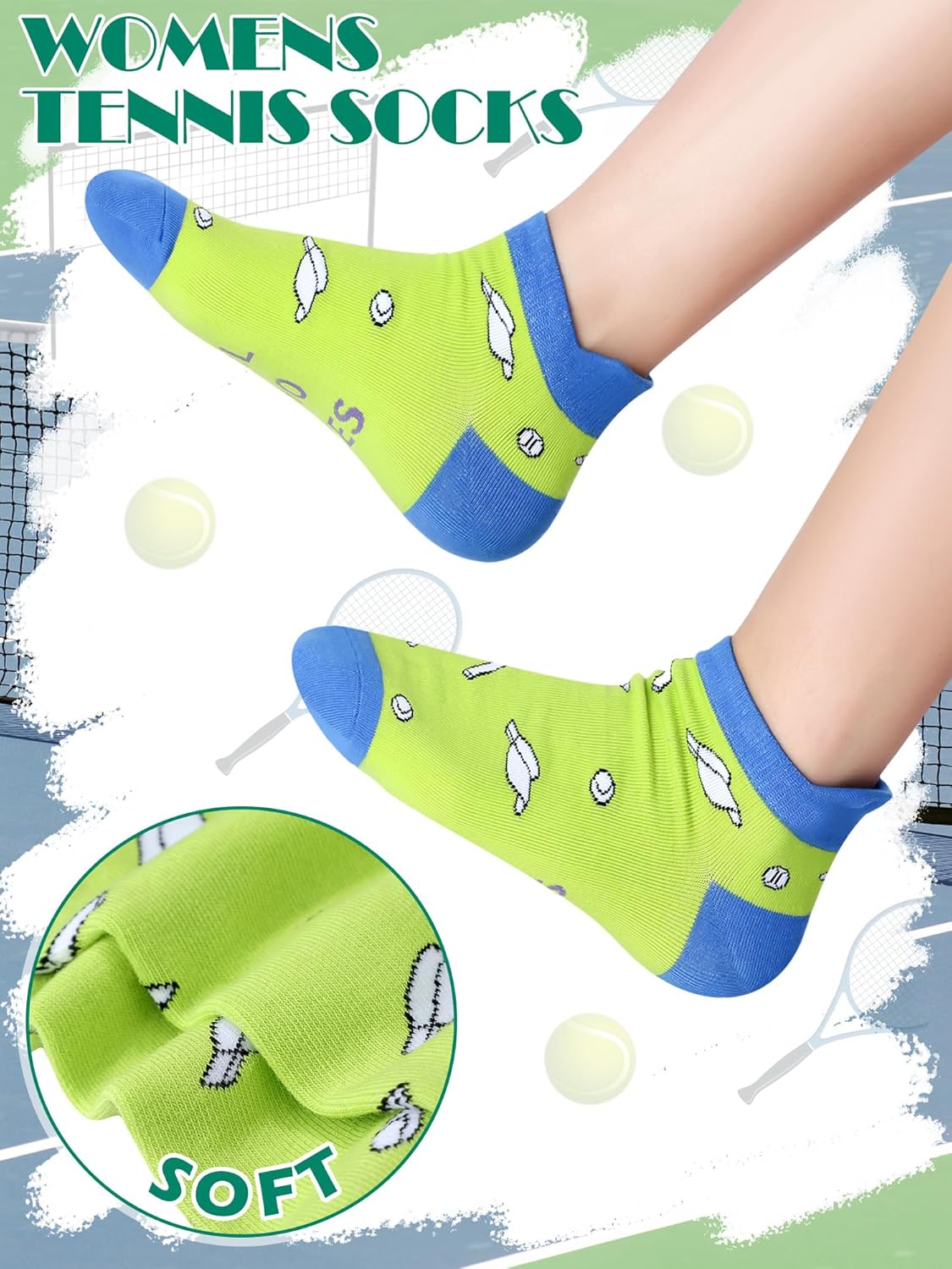 10 Pairs Tennis Socks for Women Novelty Ankle Anti Blister Tennis Tab Socks Gifts Accessories for Adult Women Girls - Image 6