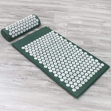 Meetzone Pain Relief Acupressure Exercise Mat and Pillow Set for Back and Neck Pain Relief, Full Body Yoga Acupuncture Mat Cushion for Sciatica,Trigger Point Therapy and Muscle (Multicolour)