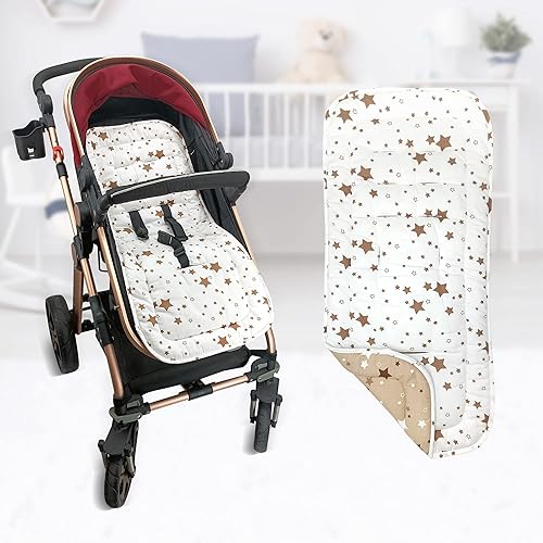 Miniatura 3 de Cojín para cochecito de bebé, inserto de asiento de automóvil infantil, reversible, universal, transpirable y suave, funda de 100% algodón, forro