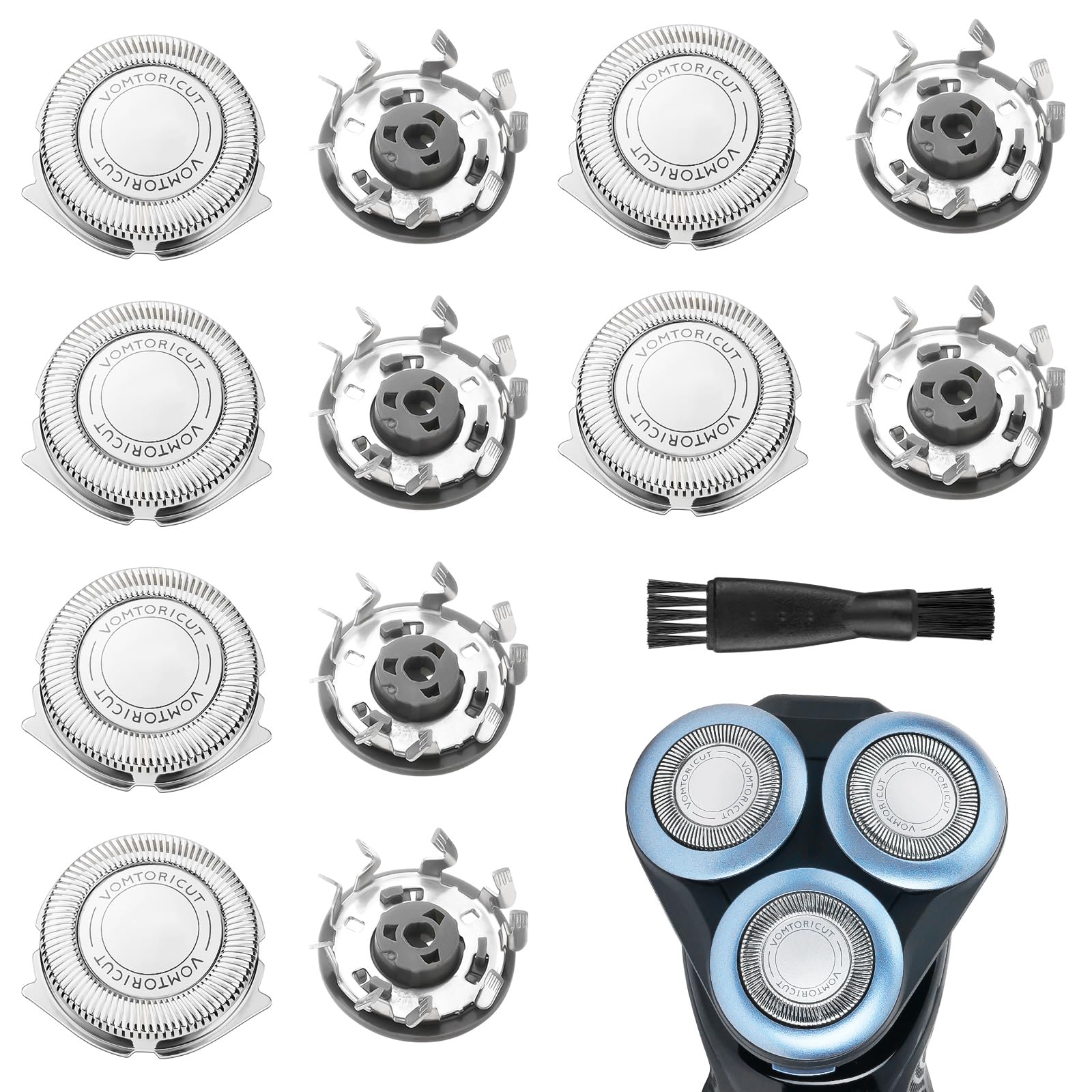 Vicloon Cabezales de Afeitado, 6Pcs Afeitadora Eléctrica Compatible Trae 1 Cepillo Pequeño, Cabezal de Afeitar de Repuesto Universal, Aplicable a las SH30/SH50/1000/2000/3000/5000 Series