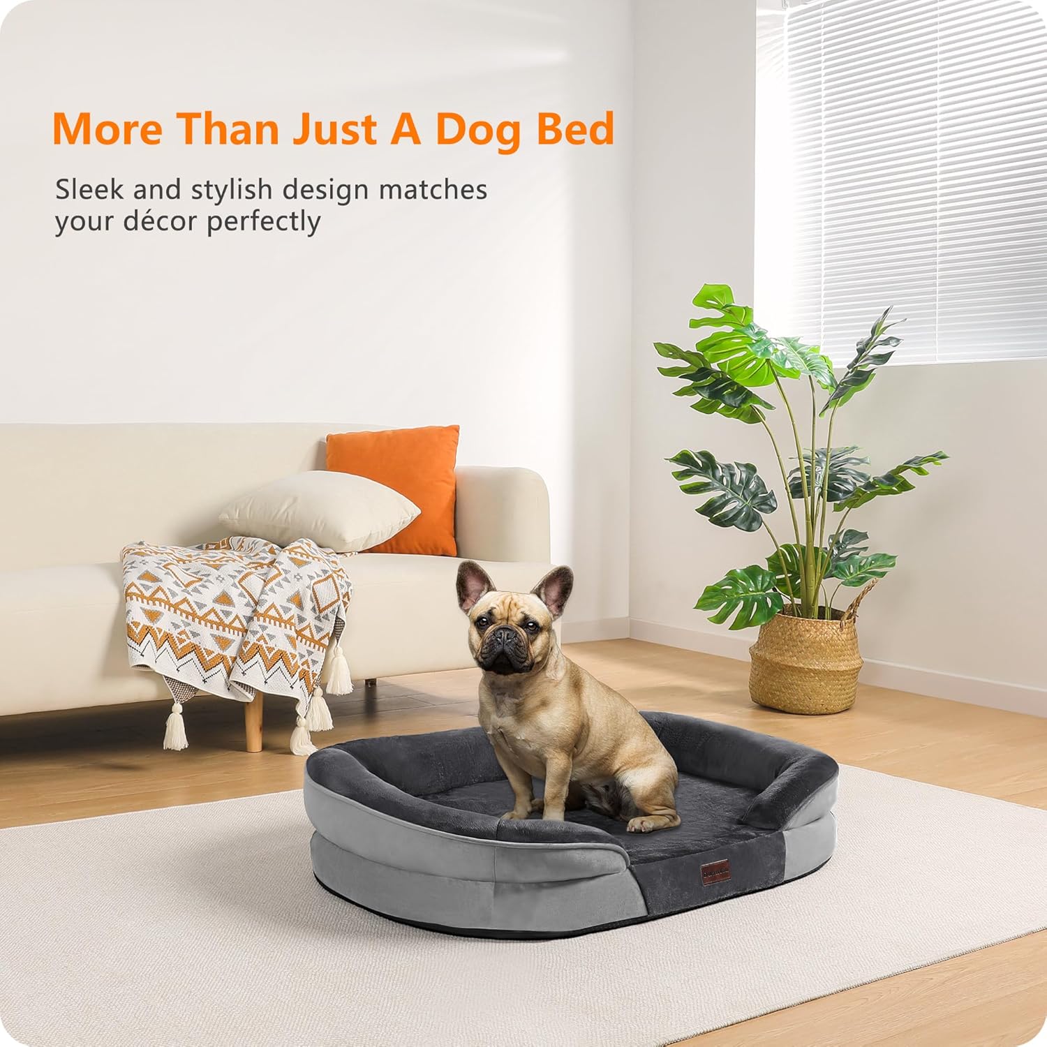 dwanton orthopedic dog bed for medium dogs with gel memory foam, waterproof dog sofa, washable pet bed with four sided bolster cushion, removable cover & non-slip bottom, 28", dark gray medium(28 x 21 x 5.5 inch) dark gray