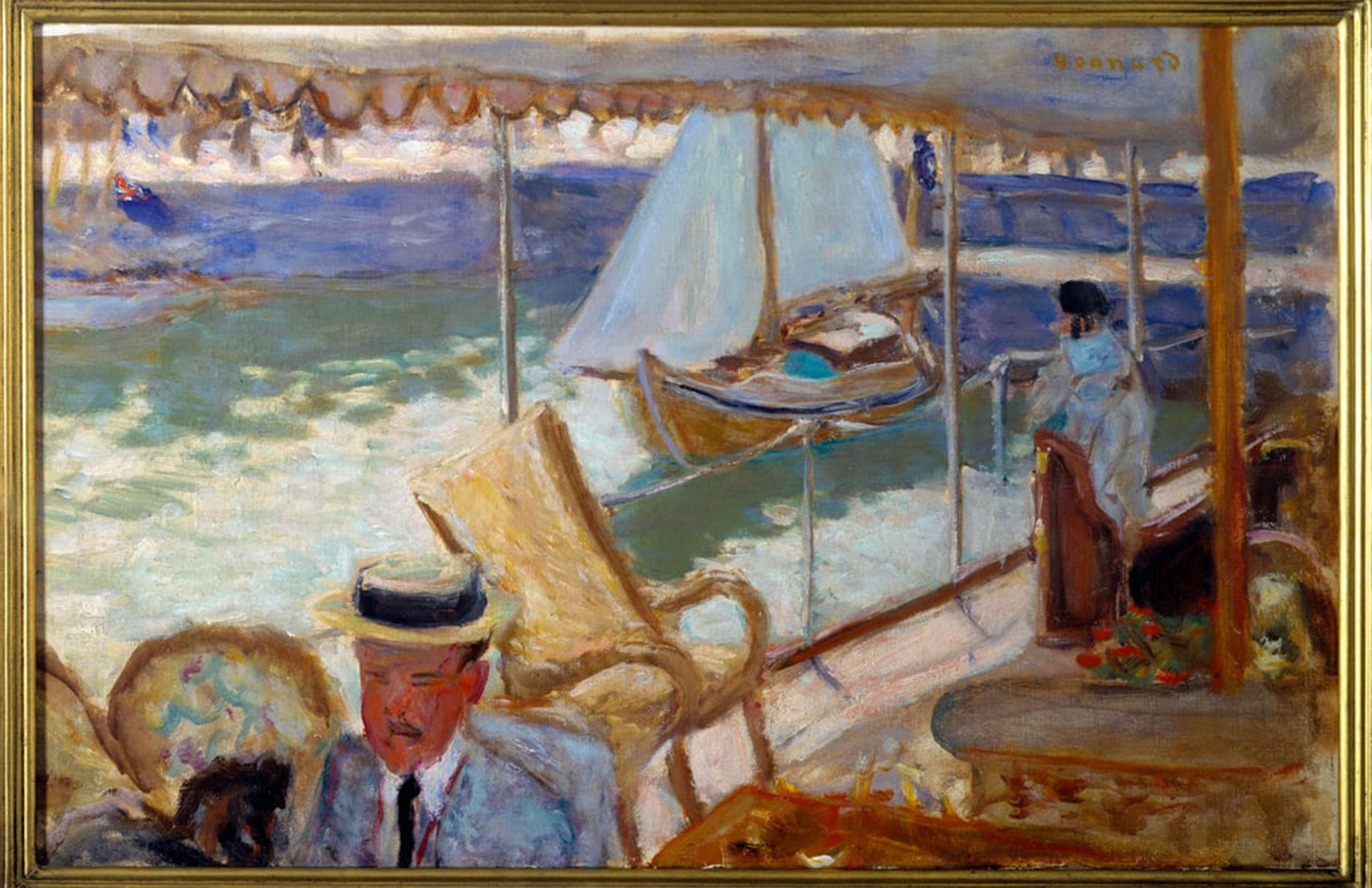SERENDIPITP Abstract Painting Mural Print Picture Wall Decor Painting by Yacht by Pierre Bonnard Vintage Wall Artwork for Home Decor 60x90cm