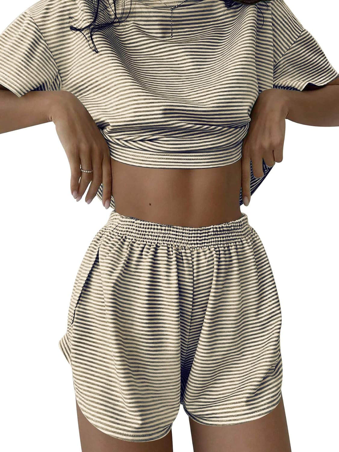 Kistore Summer 2 Piece Pajamas Sets Short Sleeve Sleepwear Pjs Lounge Split Short Sets