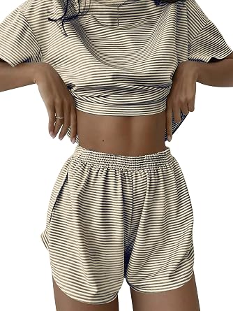 Kistore Summer 2 Piece Pajamas Sets Short Sleeve Sleepwear Pjs Lounge Split Short Sets
