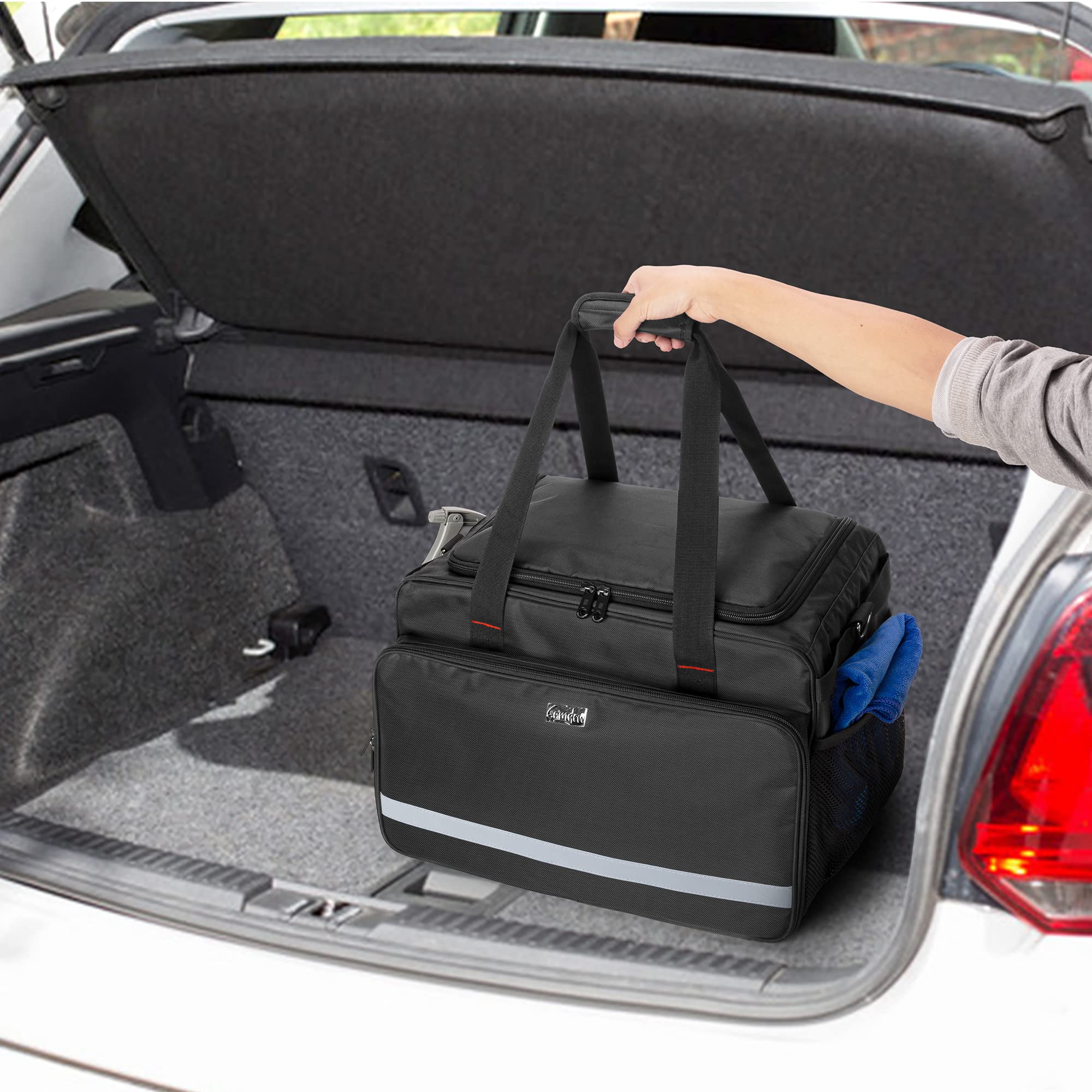 samdew Grand Sac pour Matériel de Detailing | Sac de Rangement Pour Accessoires de Nettoyage Automobile, Outils de Lavage, Flacons de Produits et Polisseuse