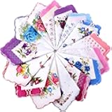 15 Pieces Ladies Hankies Women Floral Handkerchiefs Vintage Handkerchiefs